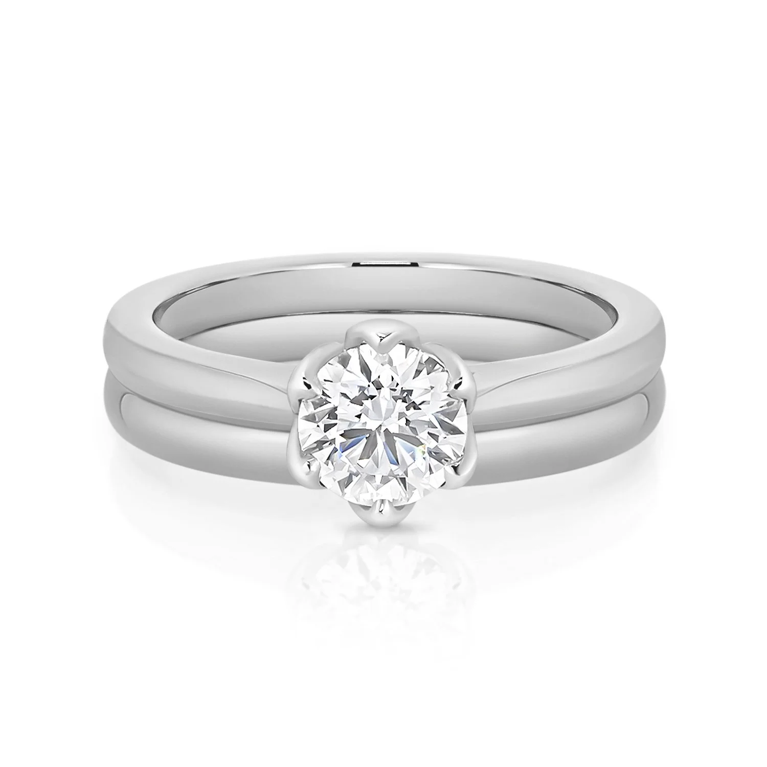 Pt 0.75ct Plain Tulip Engagement w:Plain Band.jpg