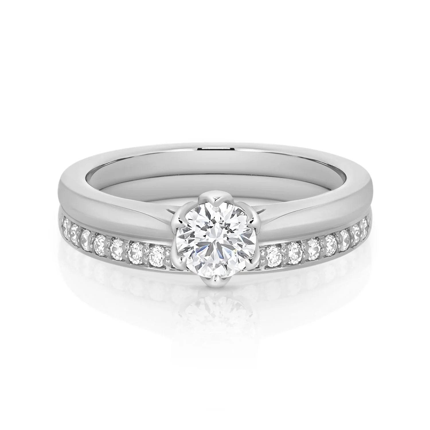 WG 0.50ct Pt Plain Tulip Engagement w:Diamond Band.jpg