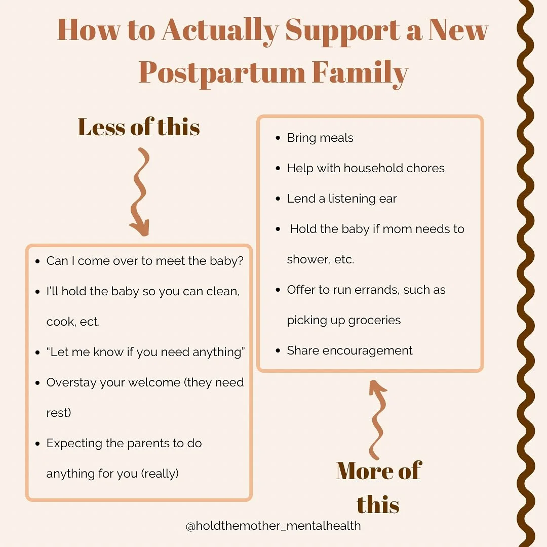 Supporting a new postpartum family is more important than you holding their baby 🤍

The baby thrives when the parents are cared for.

What am I missing from these lists?

Did you experience this from either side?

*Disclaimer: My posts are not a rep