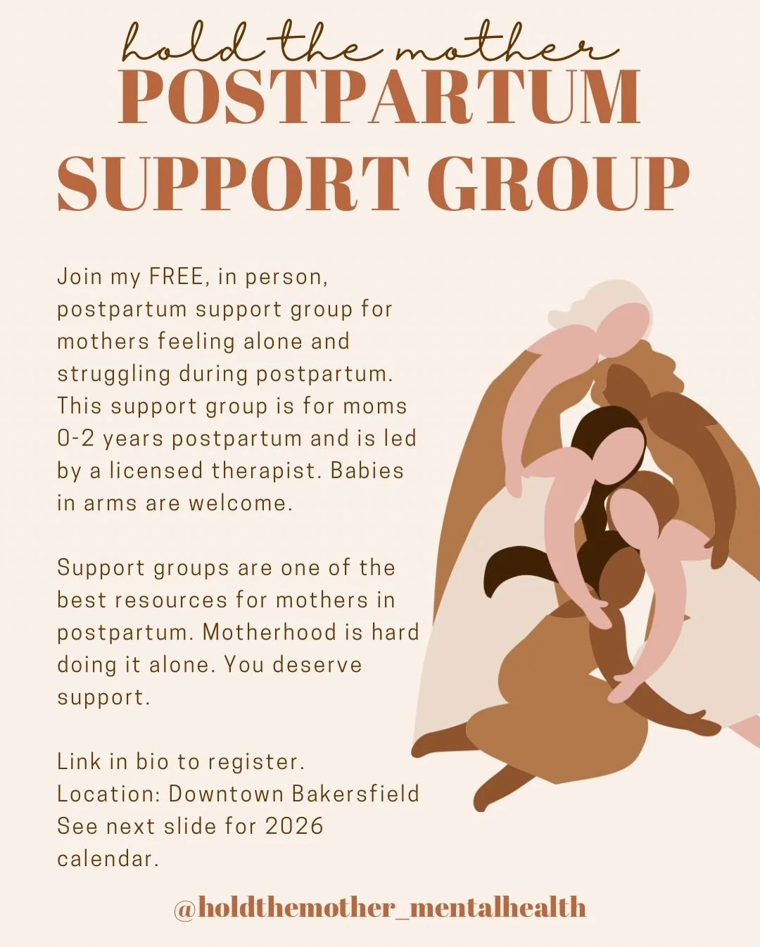 Here is our Hold the Mother Postpartum Support Group schedule for 2026!

We are kicking off the year on January 31st, 2026 ✨

@threemoonsdoulacollective has kindly offered their space for us to meet this year! THANK YOU! 🤍

Who is this group for? An