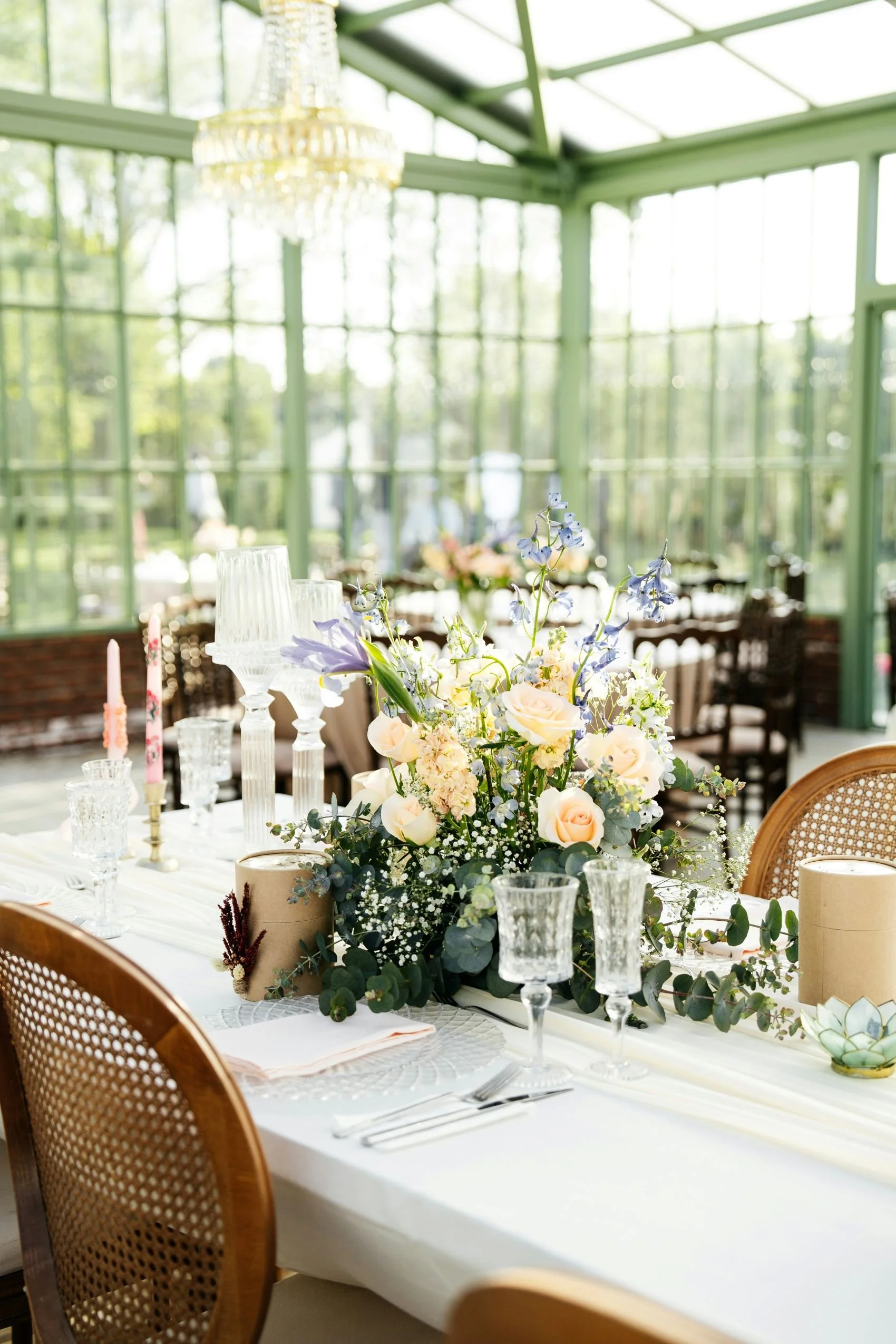 Australian wedding venue with tables set for wedding reception