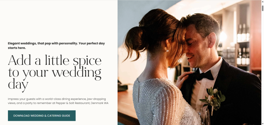 A snippet from a wedding venues website