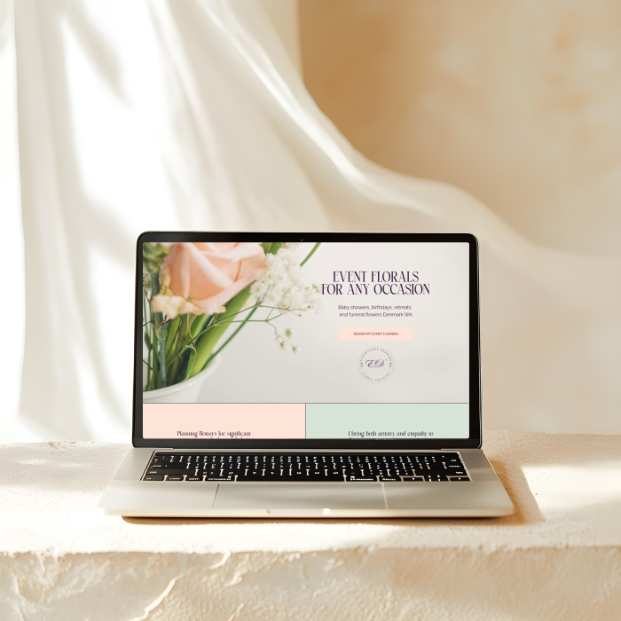 A laptop displaying a florist's event pager on their website