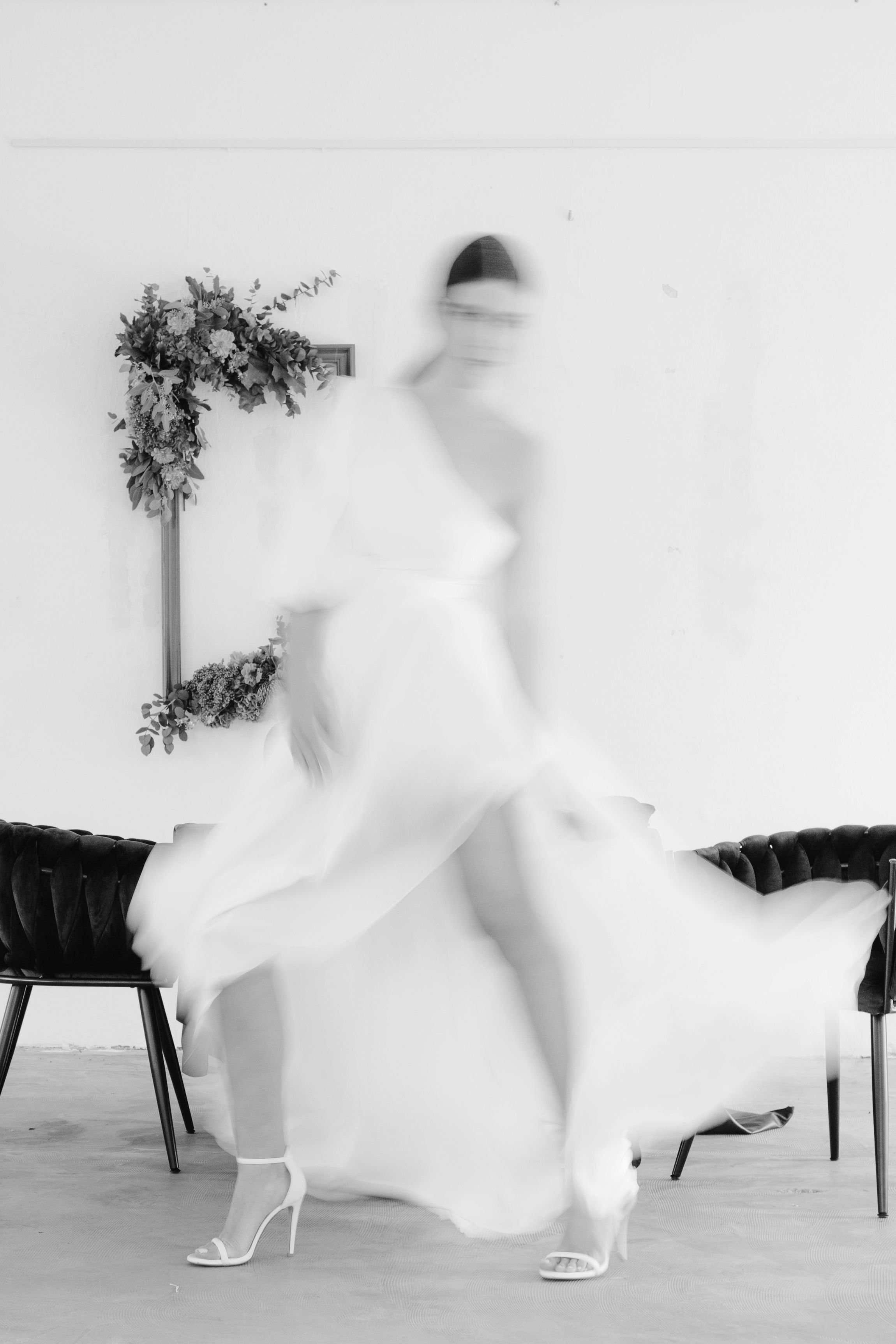 A bride in her wedding dress