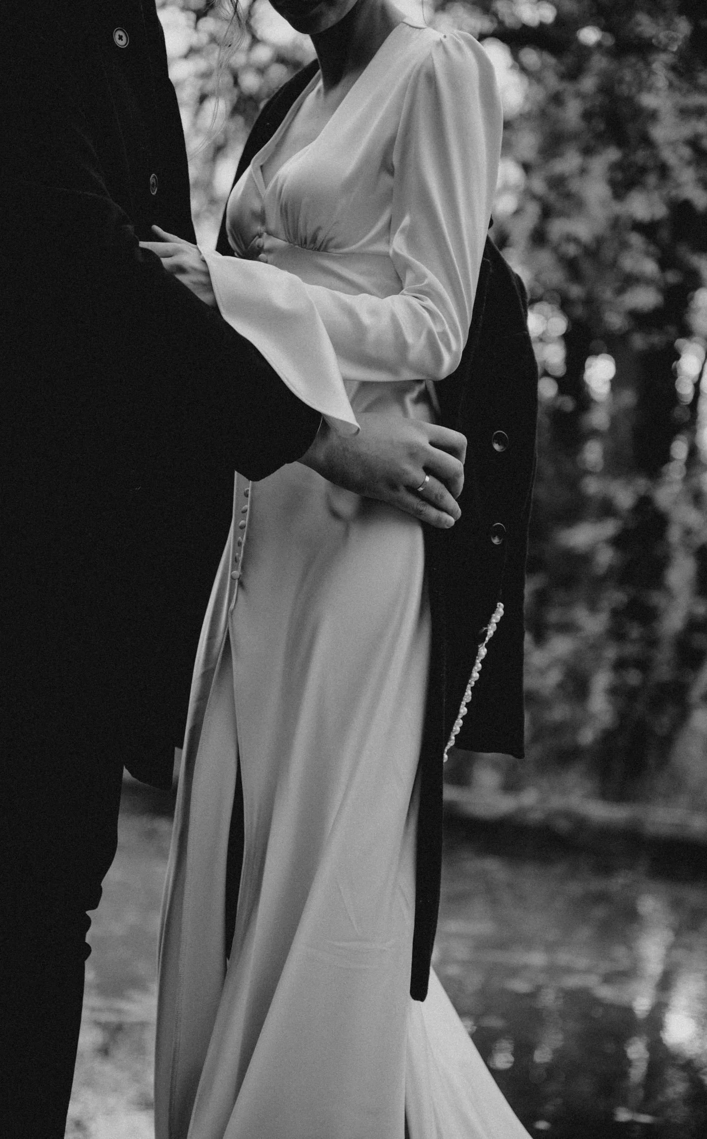 Bride and groom standing together