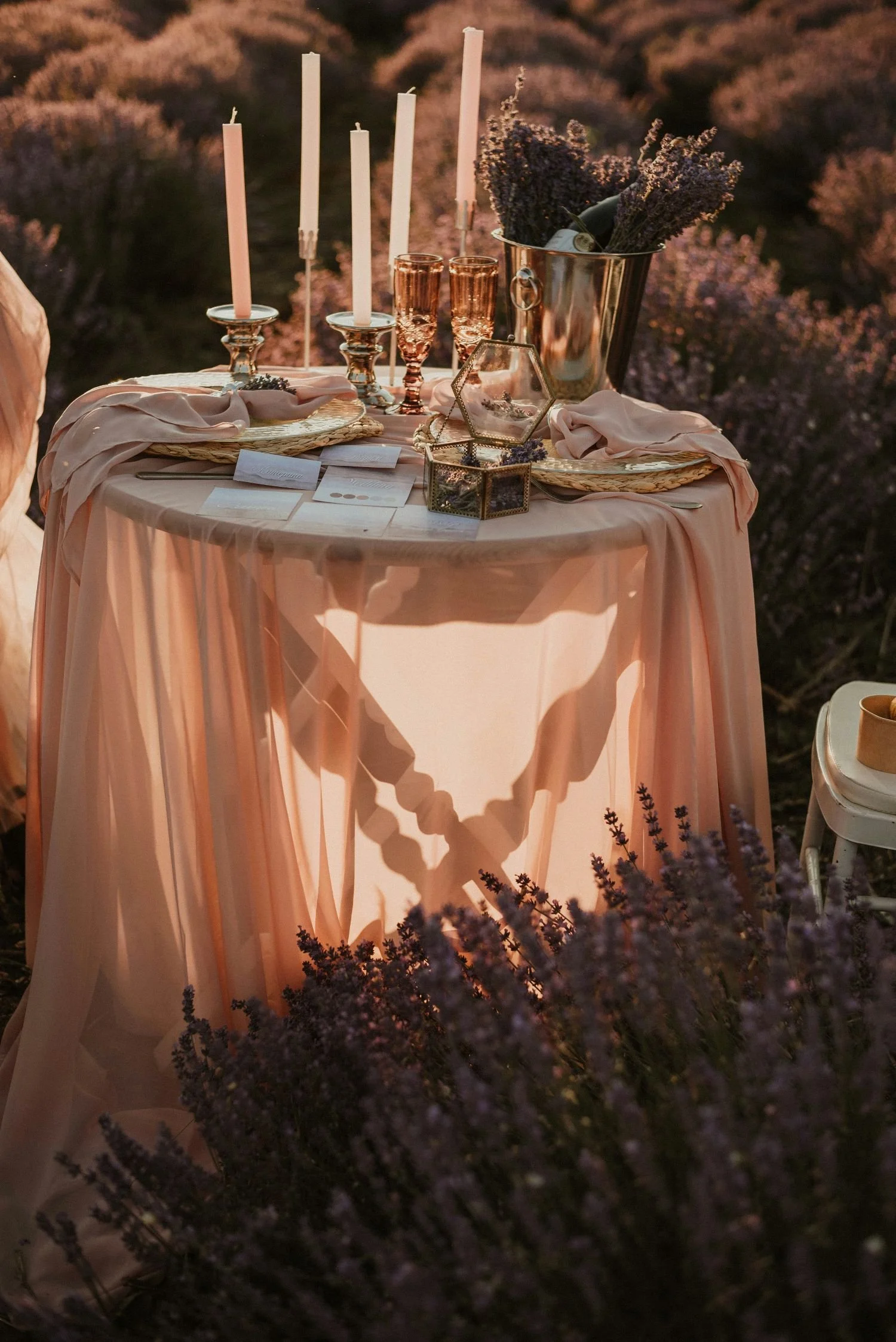 A table set for an elopement in nature