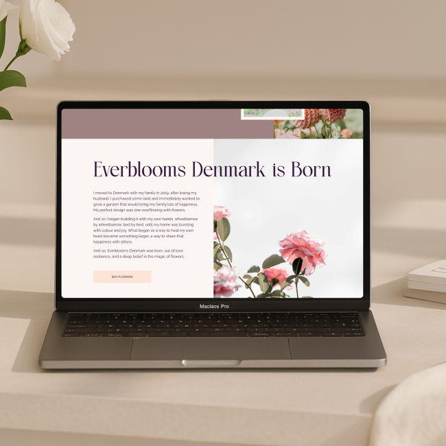 A laptop displaying Everblooms Wedding Florist Website