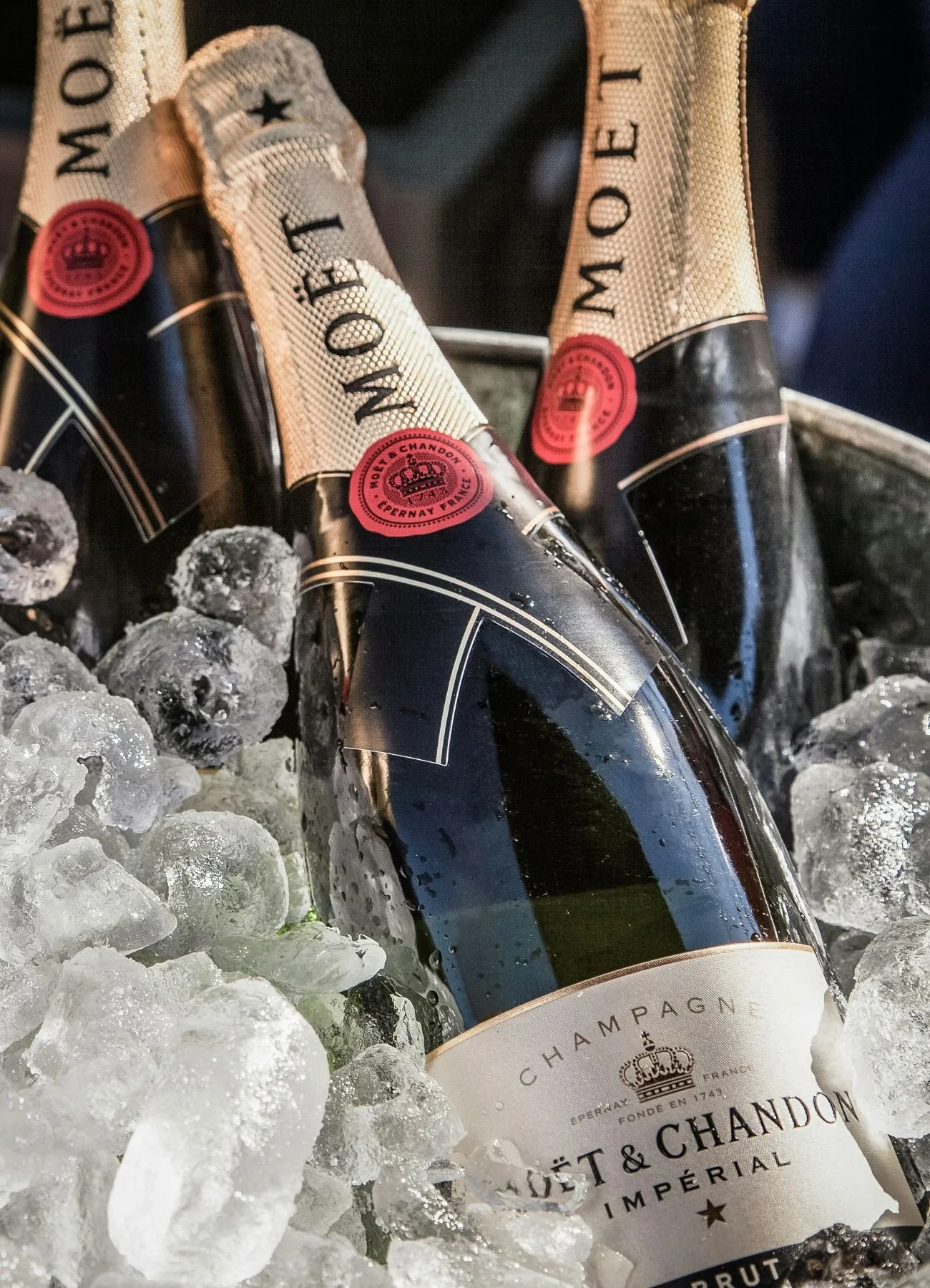 Champagne bottles on ice