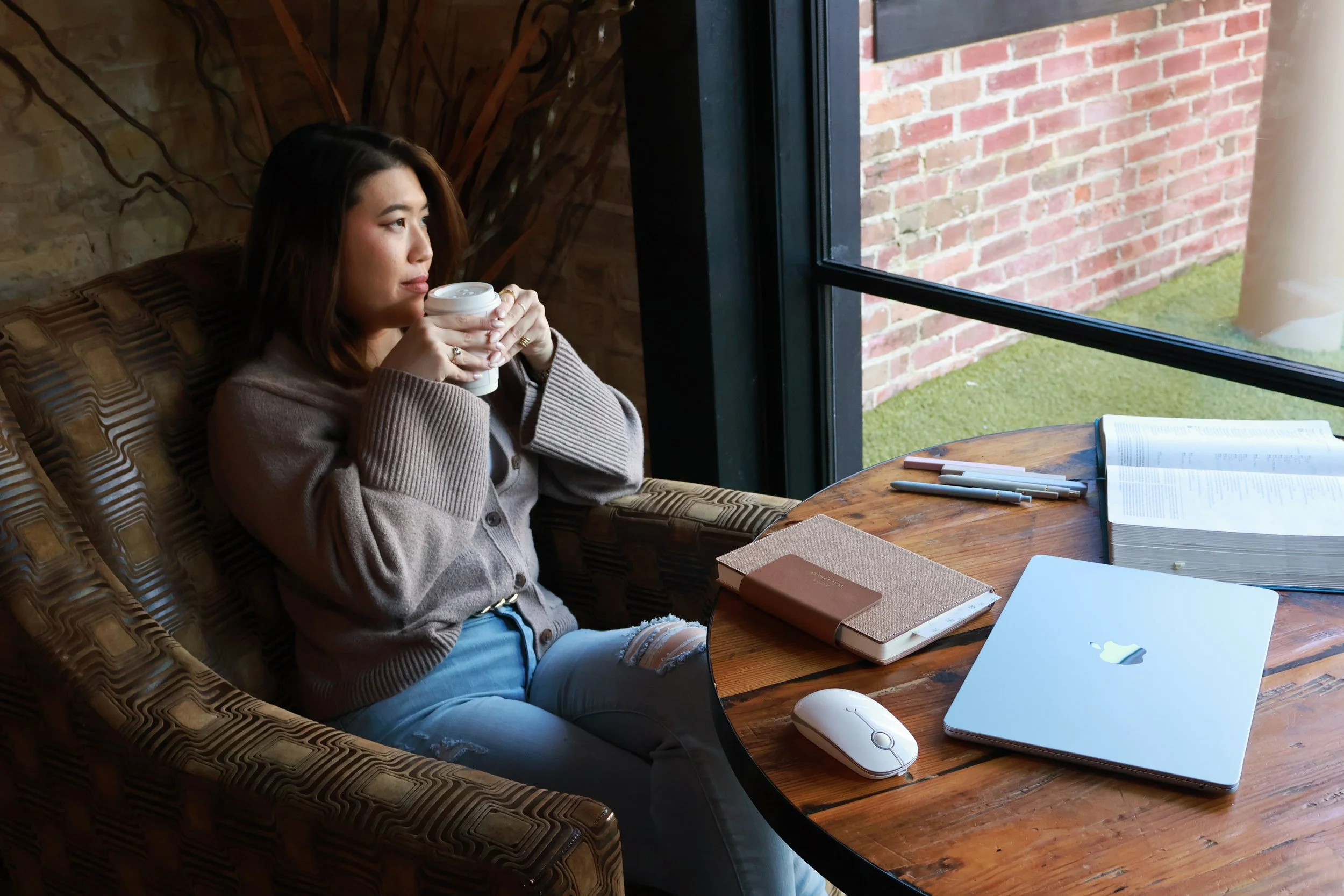 Earl Grey tea at First Street Roasters in downtown Temple during a cozy lifestyle photoshoot.