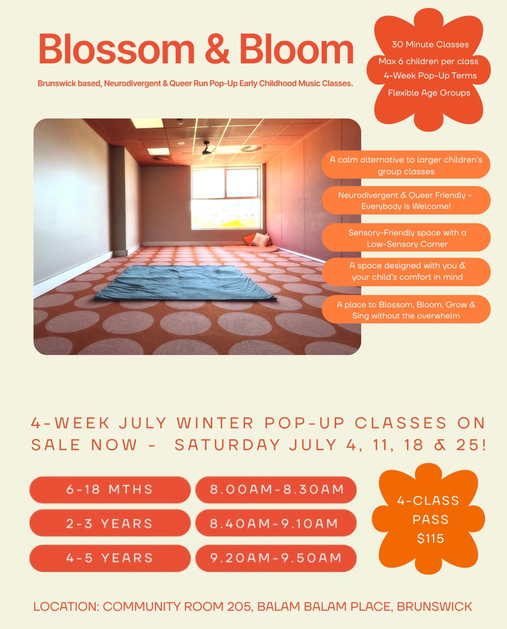 Only 10 days &lsquo;til our July Winter Pop-Up classes begin!

What better way to begin your Saturdays in Winter, than singing, dancing &amp; playing in a cozy, comfy space located in the heart of Brunswick! 

Held in Room 205 at the beautiful @balam