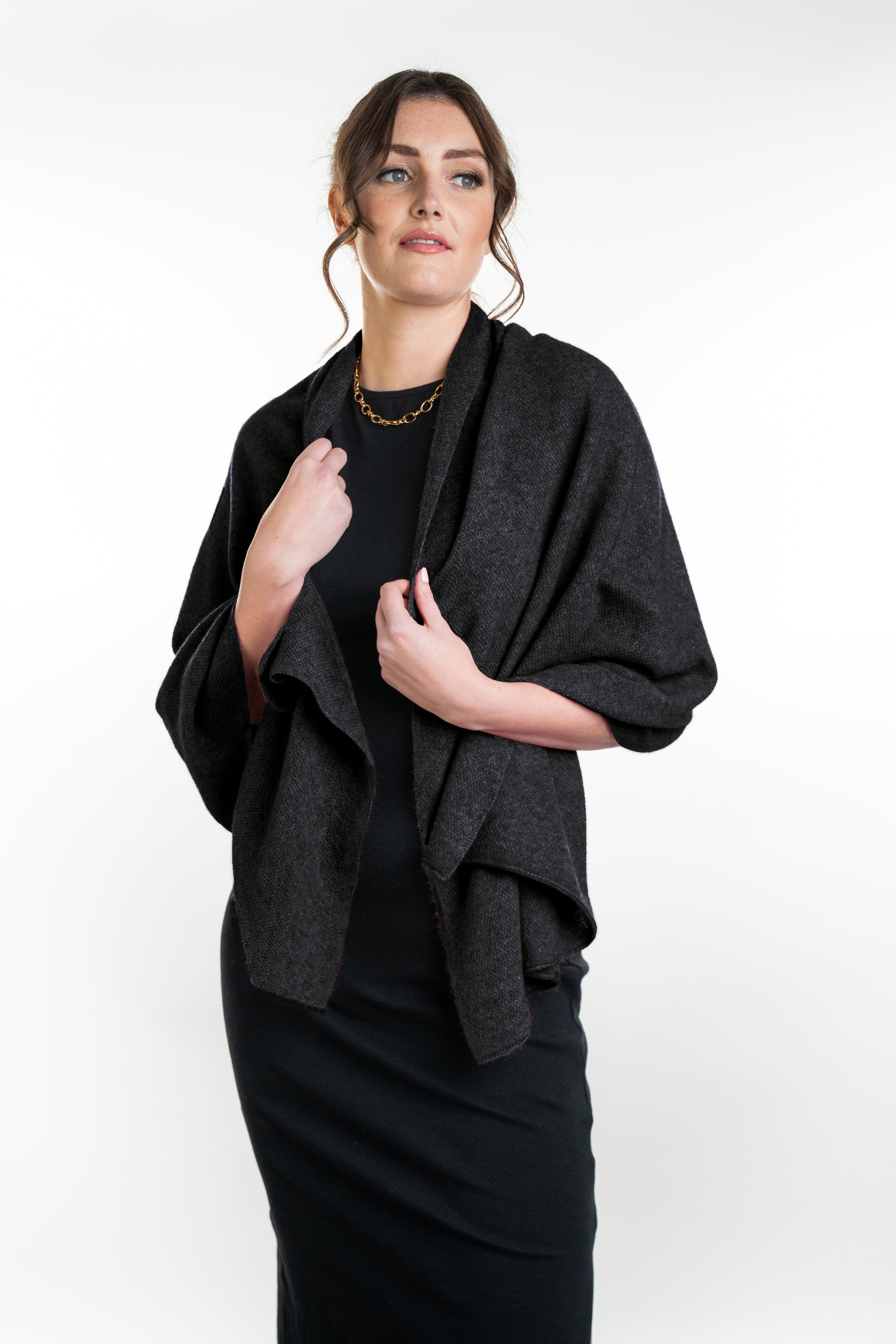 KO518 Charcoal worn as shawl.jpg