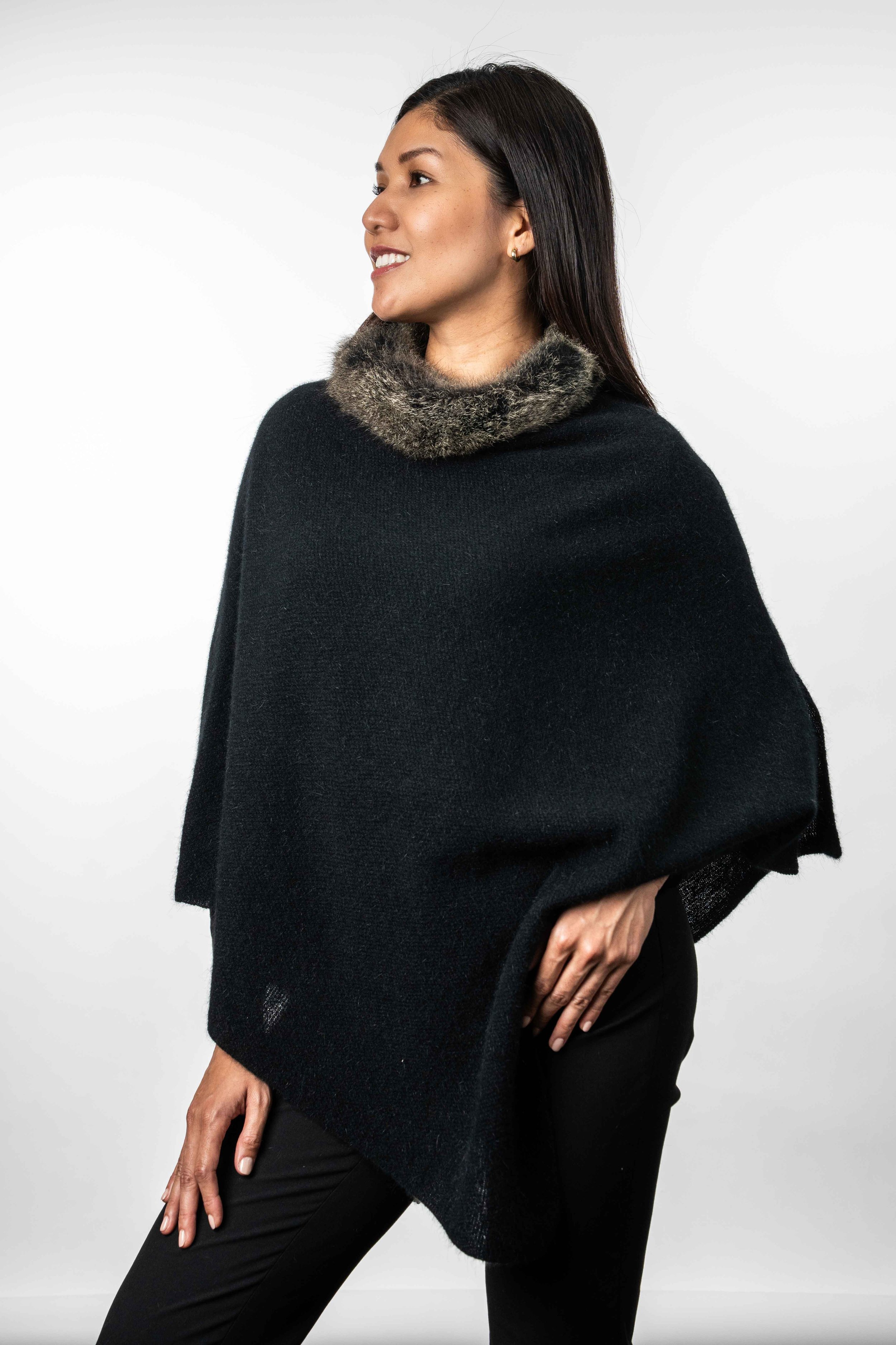 Fur Trim Poncho