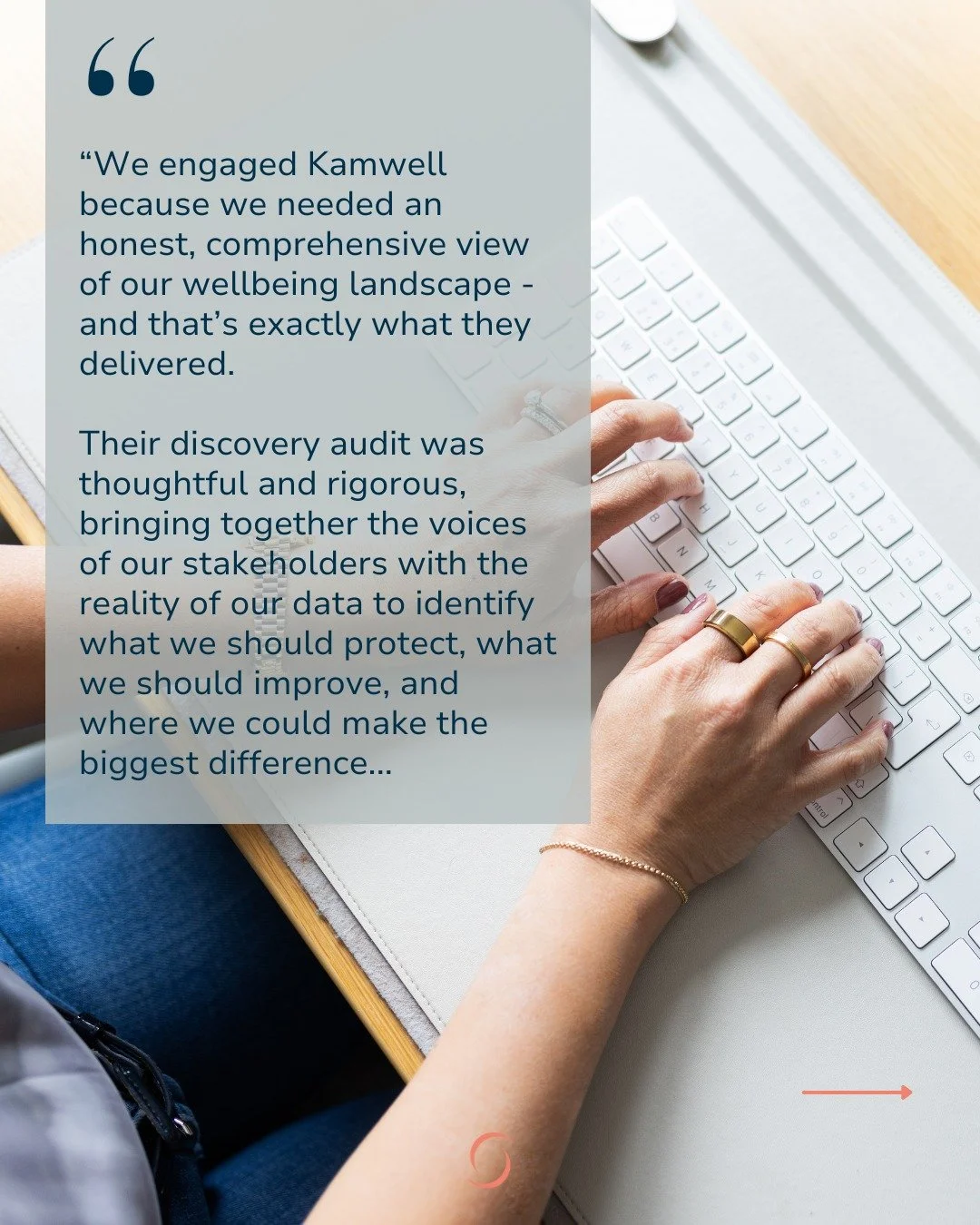 Integrated, evidence-led insight to inform and shape your wellbeing strategy 💡

Here&rsquo;s what Beck Stockdale (Elsevier) had to say about Kamwell&rsquo;s Discovery Phase ⬆️

If you want a clear baseline, sharper priorities, and a plan built on ev