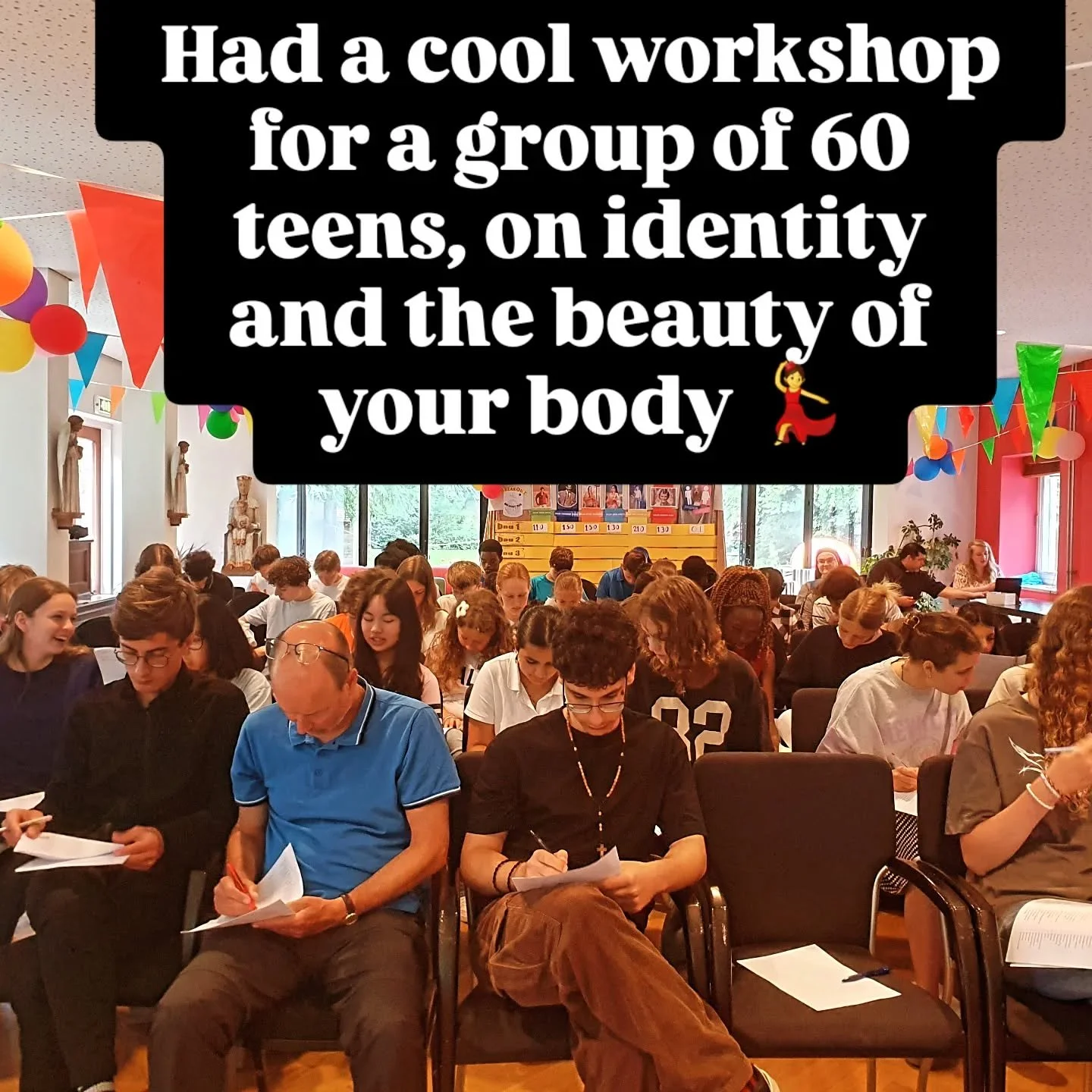 Who are you? What are your talents and passions? And, what is the role of your body in living out your full identity, including your talents and passions. 
It's so beautiful to be able to share with teens that what I have discovered and struggled wit