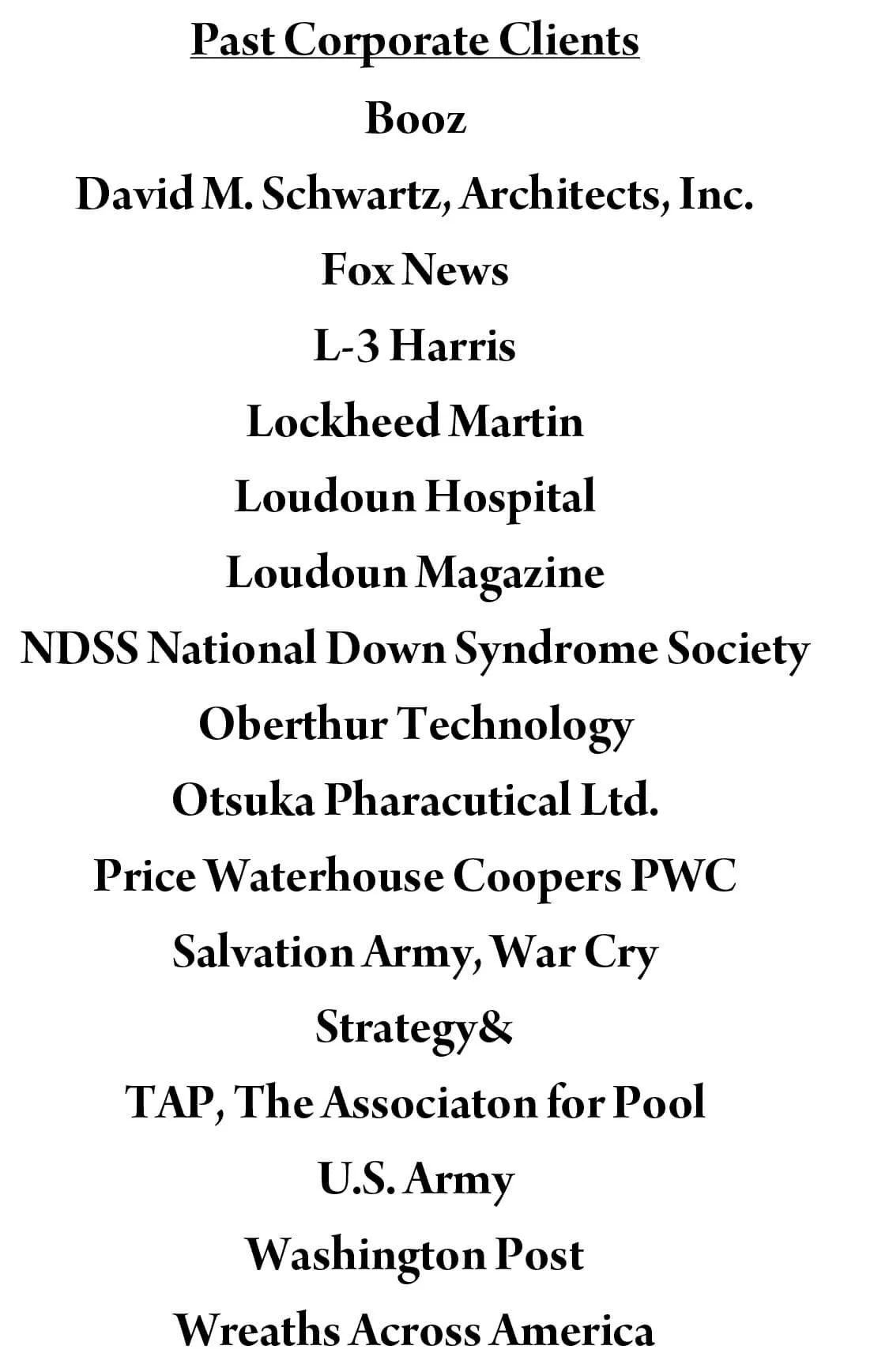 Some Previous Corporate Clients