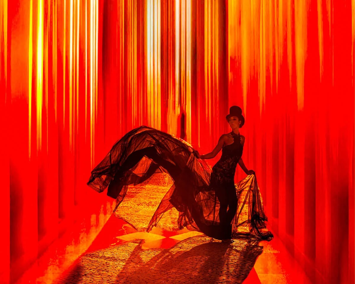 Hoodoo Priestess in hall ready for fire Manbo