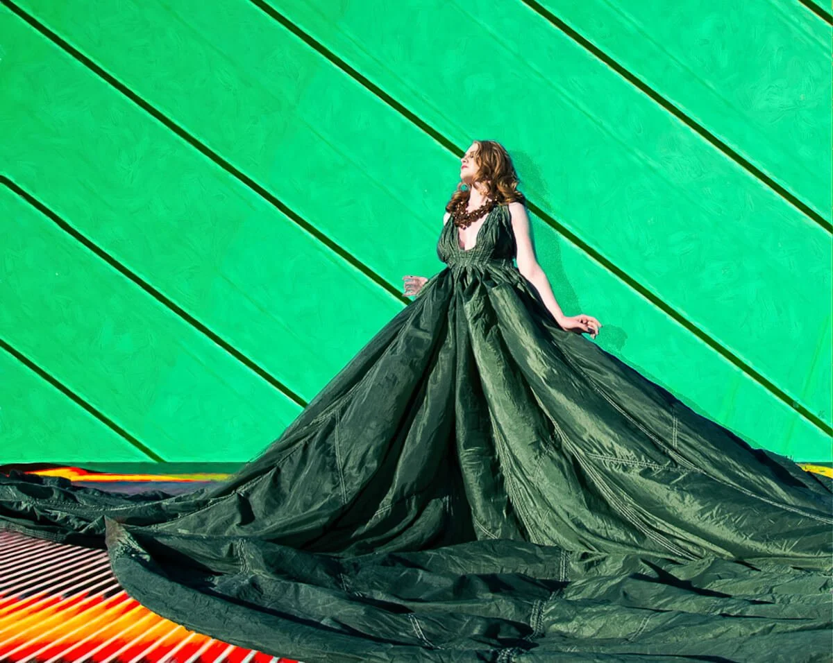 Green parachute gown