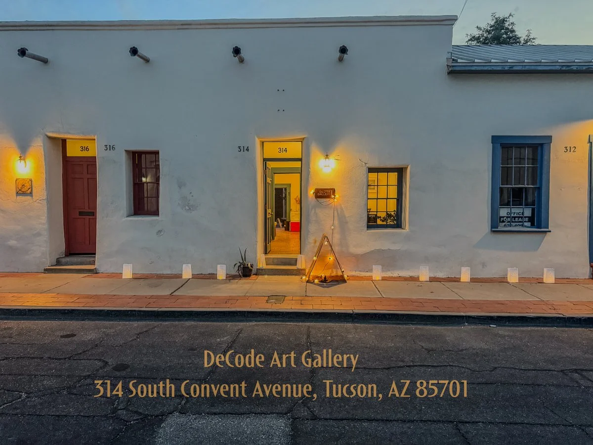  Decode Art Gallery in Tuscon Arizona
314 South Convent Avenue; the gallery storefront at dusk.