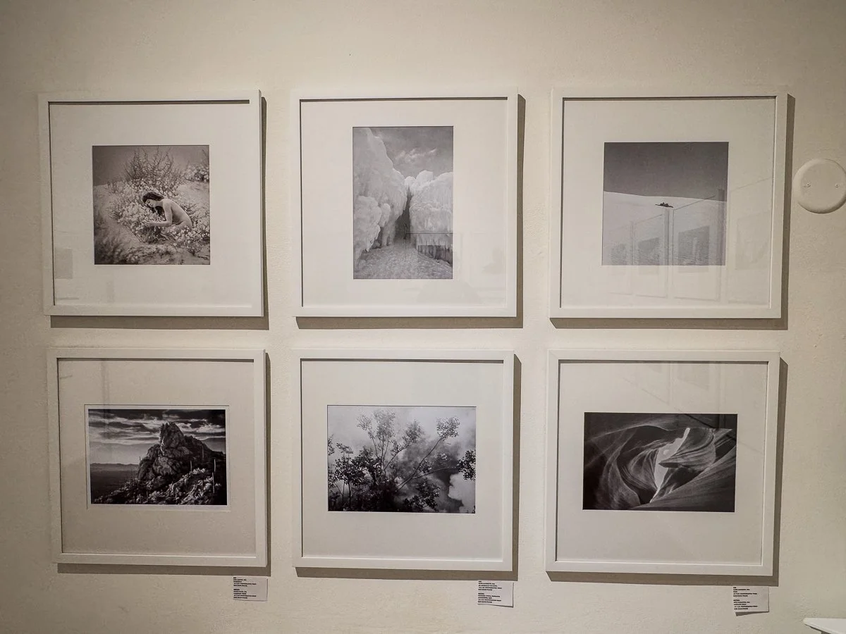 Gallery wall featuring a curated series of black-and-white fine art prints.