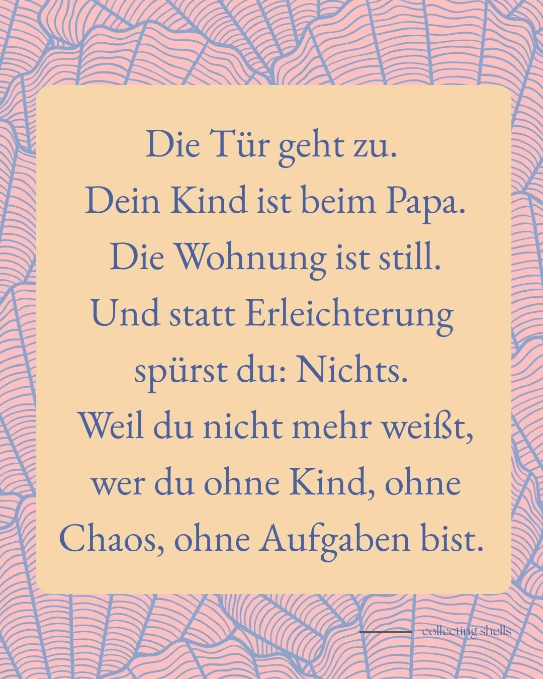 Irgendwo auf dem Weg hast du dich selbst aus den Augen verloren.

Du bist alleinerziehend. Du funktionierst. Du managst. Du kriegst alles hin.

Aber wenn der Autopilot aus ist und es still wird, merkst du: Da ist nur M&uuml;digkeit.

Das ist nicht de