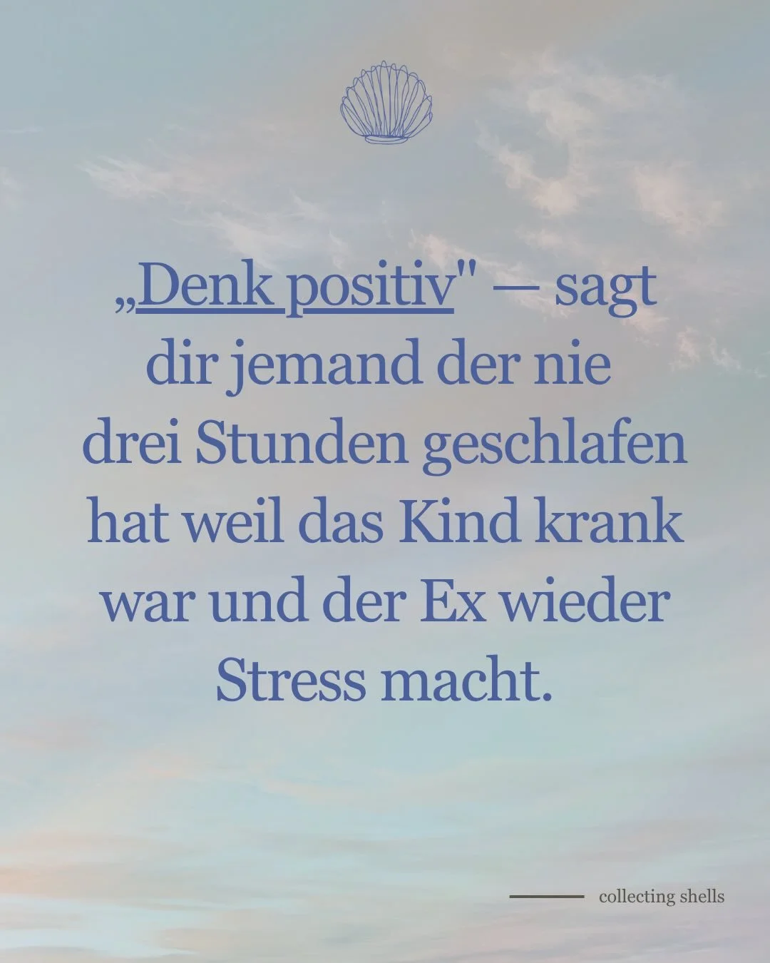 &bdquo;Denk positiv&ldquo; ist gut gemeint. Aber es reicht nicht.
Nicht wenn dein Nervensystem noch im Alarm ist.
Das ist keine Schw&auml;che. Das ist dein Nervensystem das tut was es tun soll &mdash; es sch&uuml;tzt dich. 

Schreib mir RESET in die 