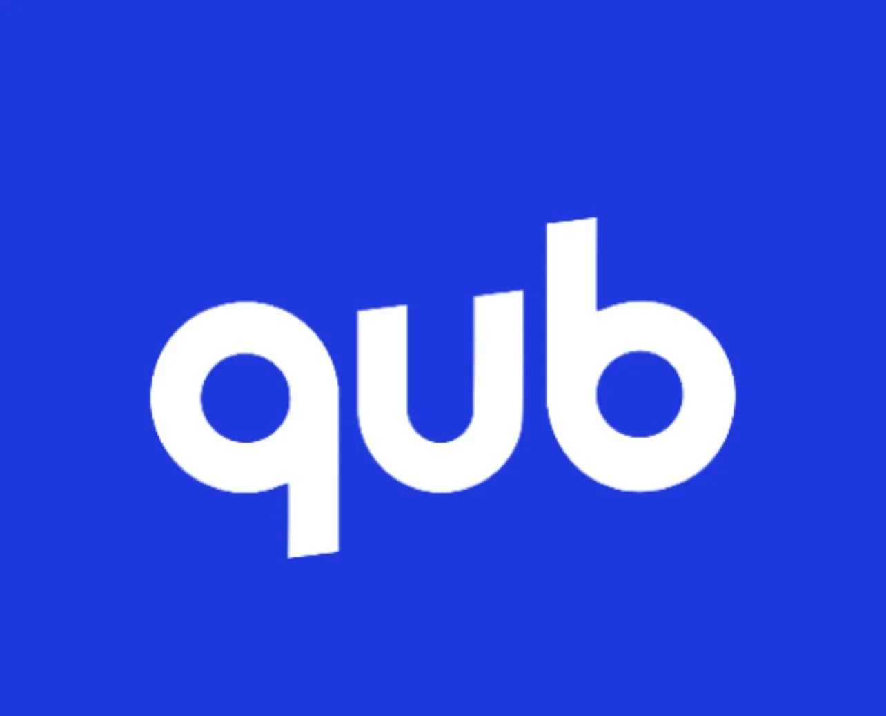 QUQ logo with white lowercase letters on a blue background.