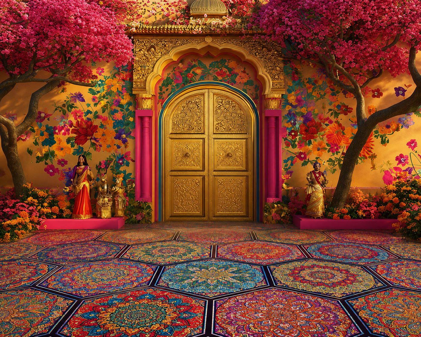 Royal Floral Palace Backdrop & Floor