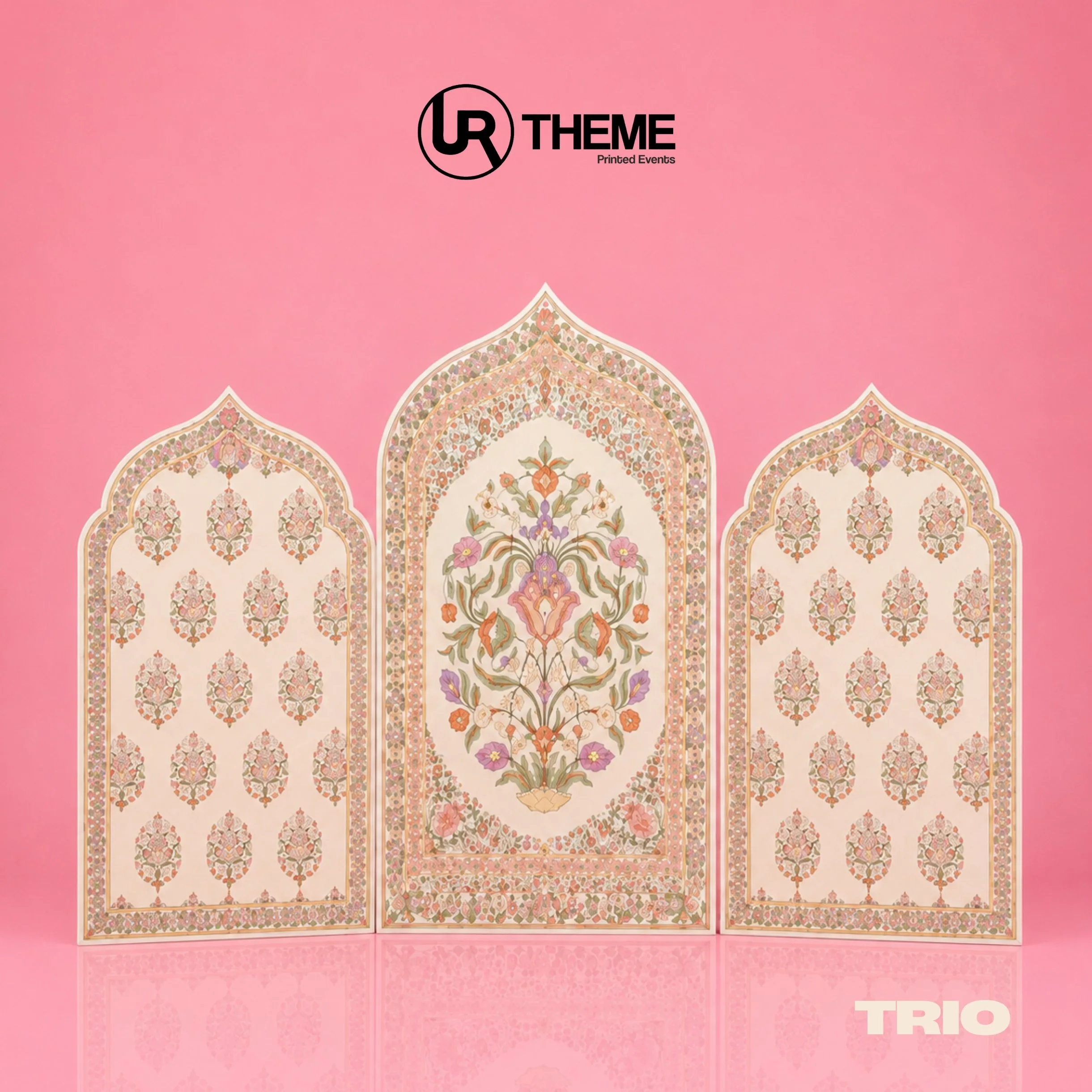 Pastel Mughal Floral Trio Arch Backdrop