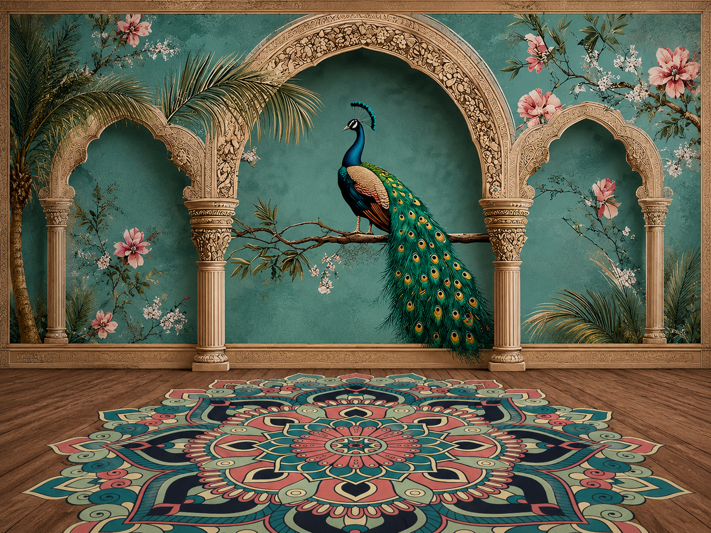 Luxury Peacock Palace Backdrop & Floor