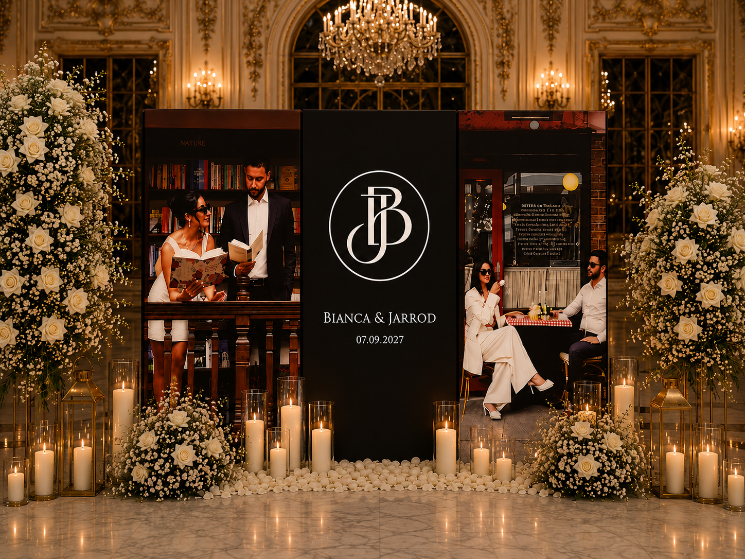 Panoramic Trio Board Luxury Seating Plan Welcome Sign (Popular)