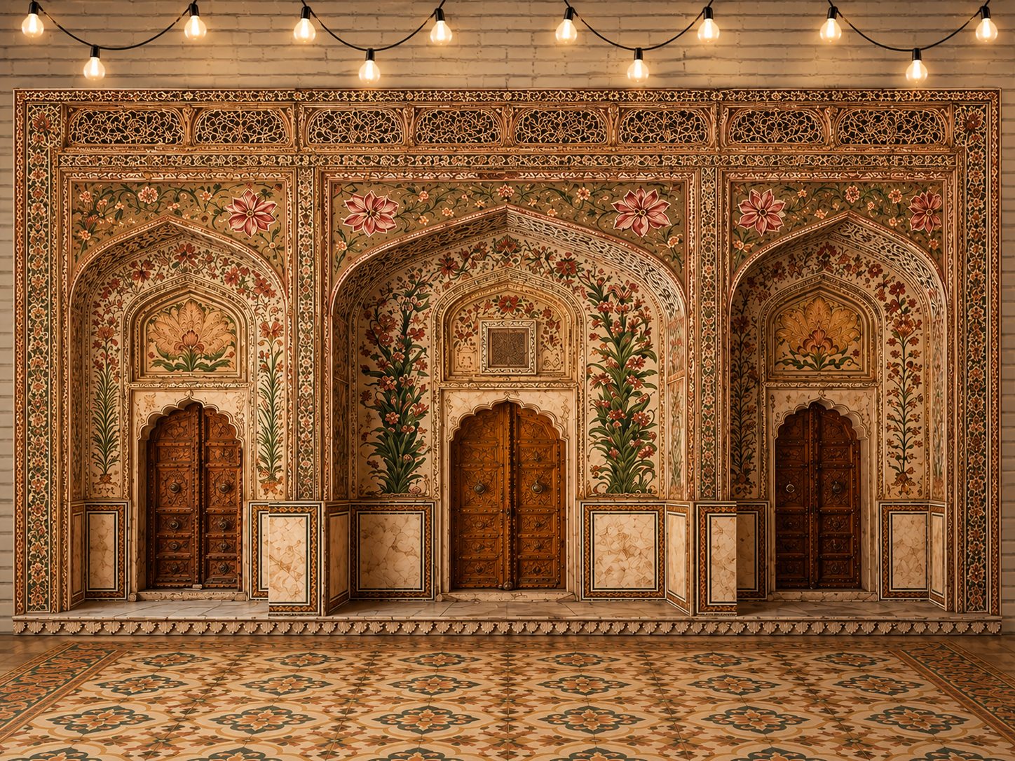 Royal Mughal Floral Palace Backdrop & Floor