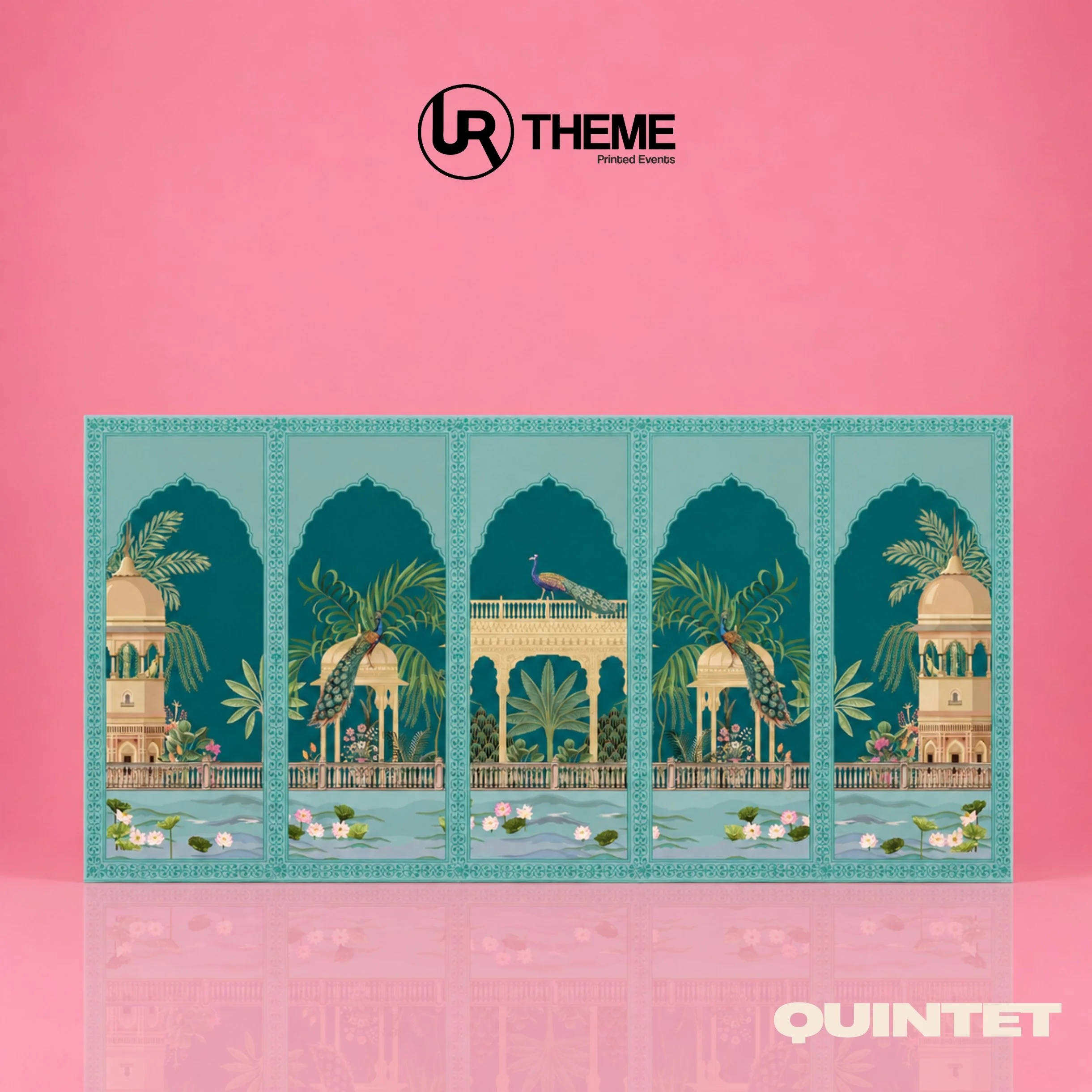 Mughal Peacock Garden Quintet Backdrop Board