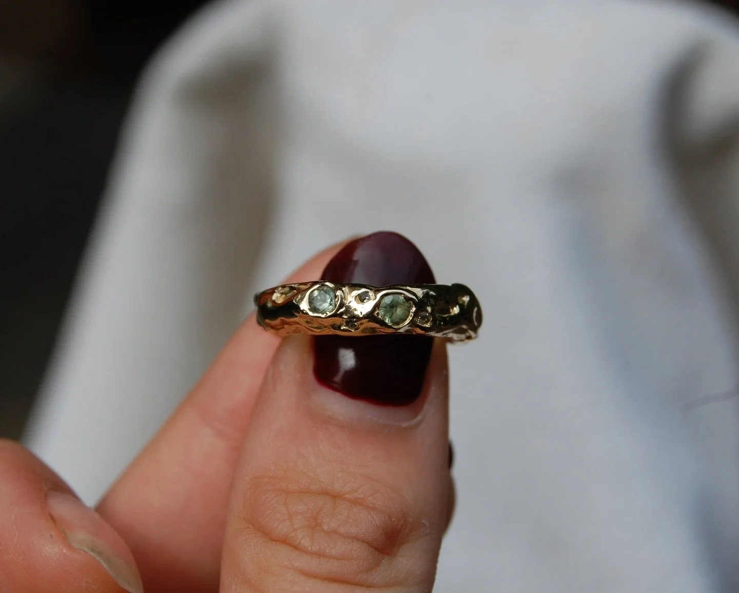 A bespoke Moby ring set with two large sapphires and three tiny ones 🖤

Our bespoke service will reopen in May however your design process can begin at any time&hellip;

Email info@cielacollective to find out more about your next one off piece x