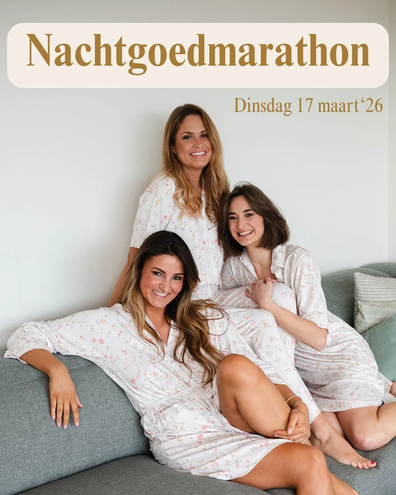 !!! GROTE NACHTGOEDMARATHON !!!

Morgen - dinsdag 17 maart - houden wij
onze GROTE NACHTGOEDMARATHON.
Wat houden jullie?!

Op 12u tijd tonen we jou de ganse nachtgoedcollectie uit onze winkel via Facebook en Instagram.

We starten om 8u &lsquo;s ocht