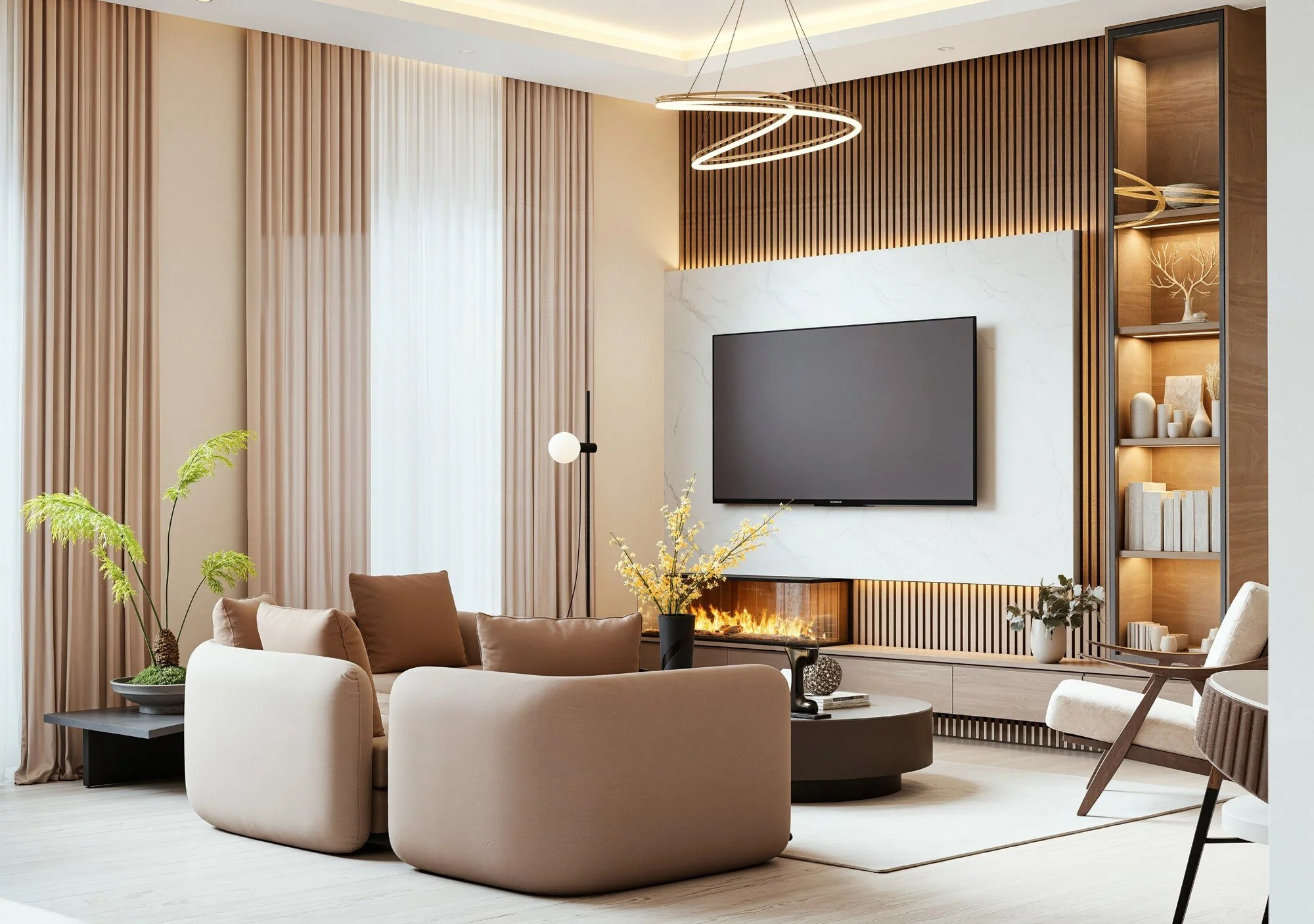 Fully furnished luxury apartment living space designed by Heritage Design Concepts, Dubai
