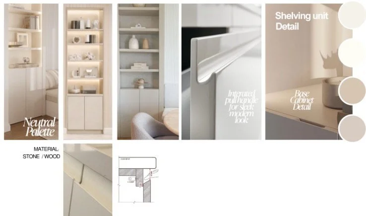 Integrated pull handle and cabinetry detail in Beverly Hills luxury apartment