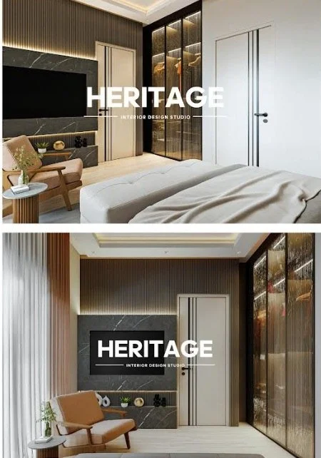 Main bedroom with bespoke joinery and refined material palette in Dubai luxury apartment
