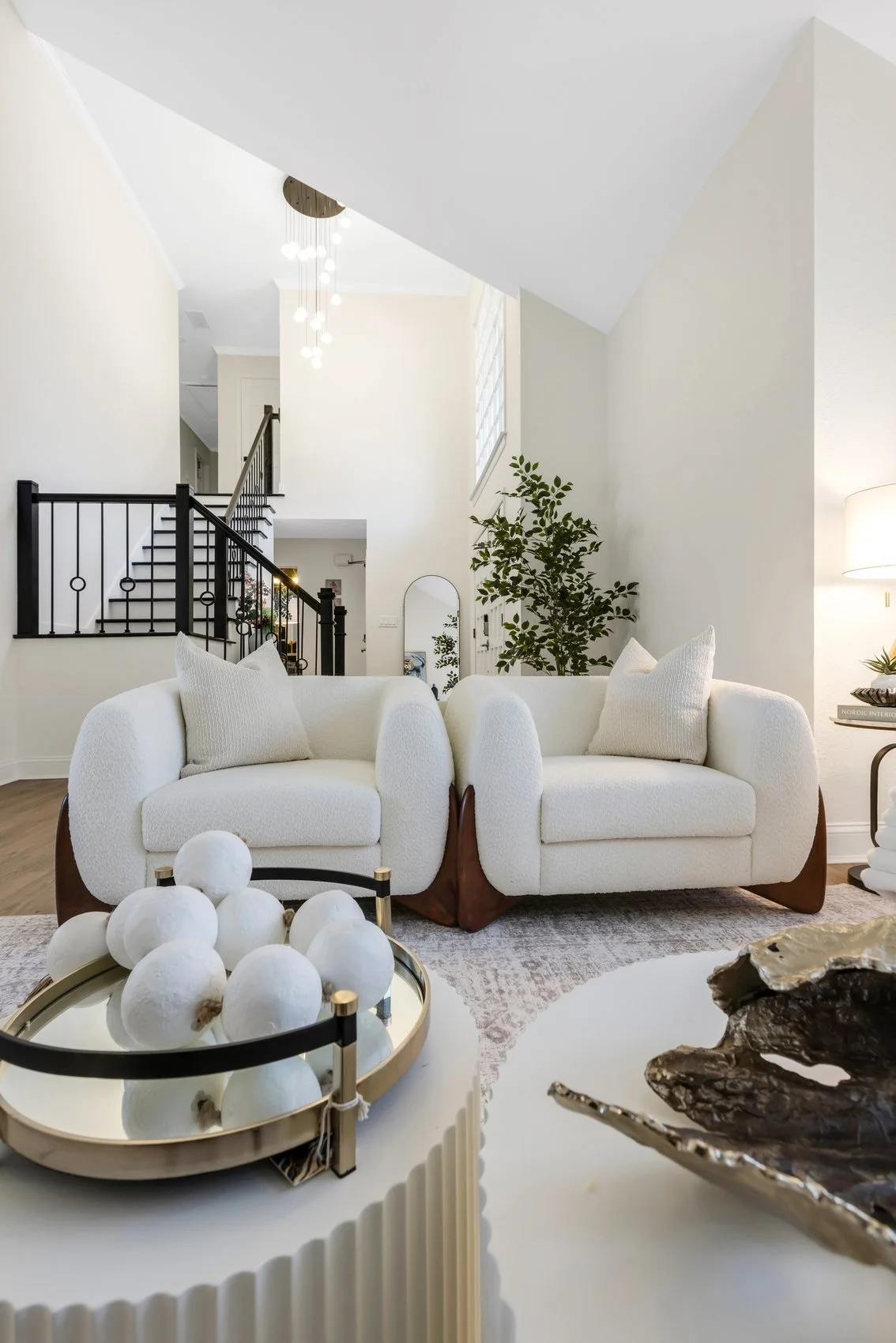 Main living room redesign with refined palette and elegant furnishings