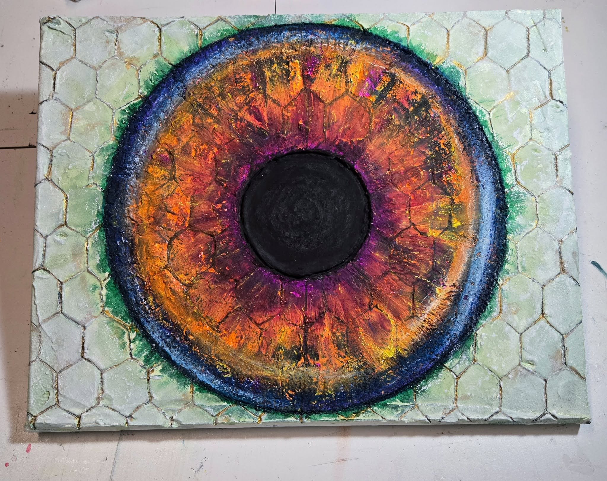 Through a Cage of the Mind

11x14 - canvas, texture made from spackling, clear glue, quartz sand, and marble dust. On top is ink, acrylic ink, oil pastel, pastel, watercolor, gouache.