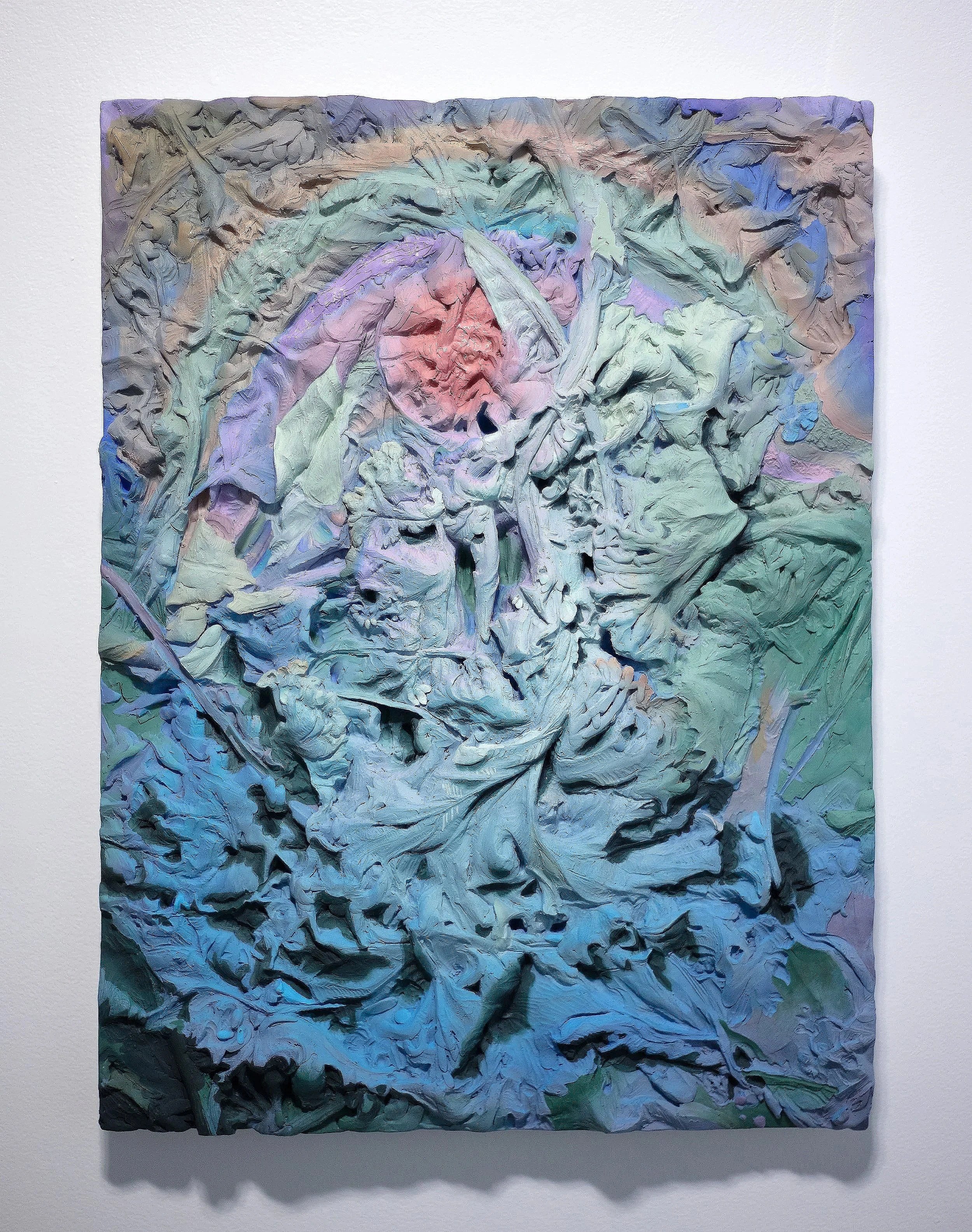  Breaching , 2025, 40 × 30 × 5 cm, epoxy clay, acrylic gouache, and oil paint 