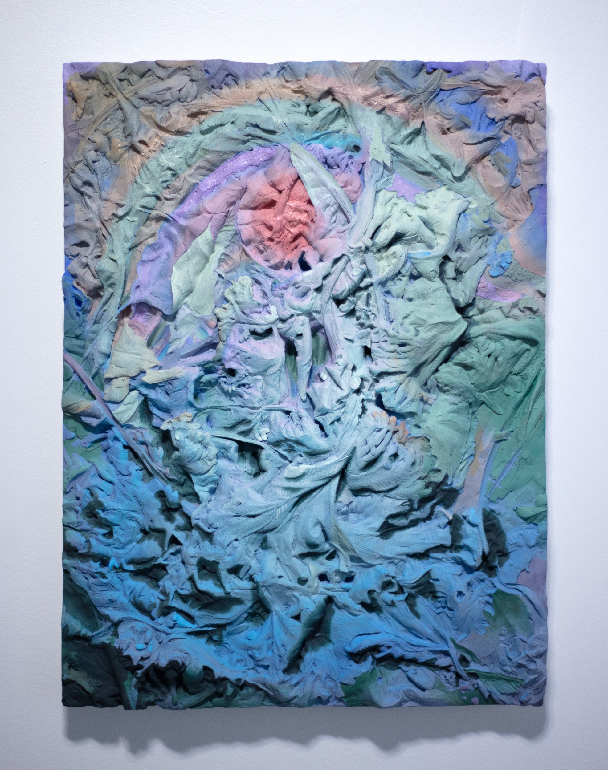  Breaching , 2025, 40 × 30 × 5 cm, epoxy clay, acrylic gouache, and oil paint 