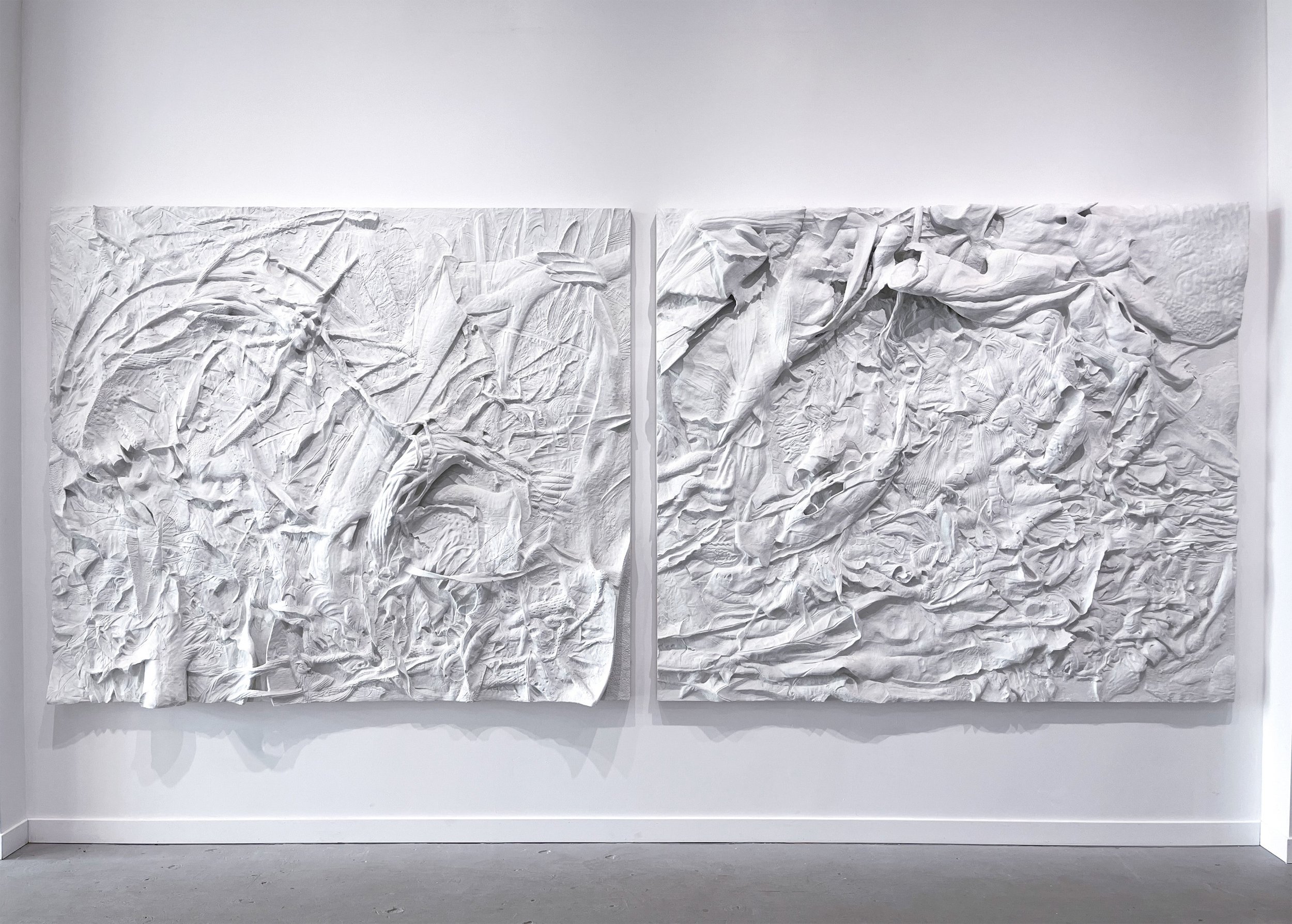  Bloom Continuum , 2023, 180 × 420 x 30 cm, epoxy clay and acrylic paint on wood panel 