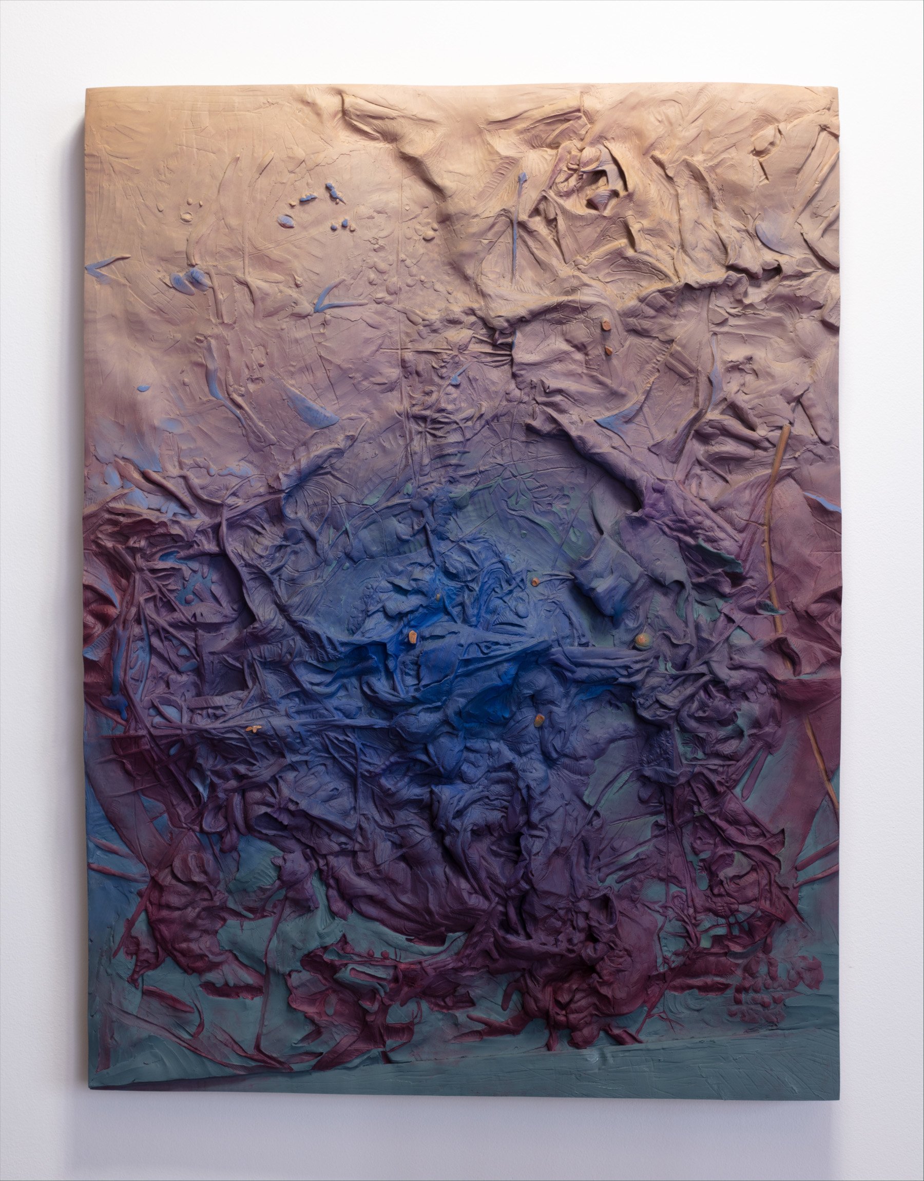  Morning Song , 2026, 66 × 50 × 8 cm, epoxy clay, acrylic gouache, and oil paint on wood frame