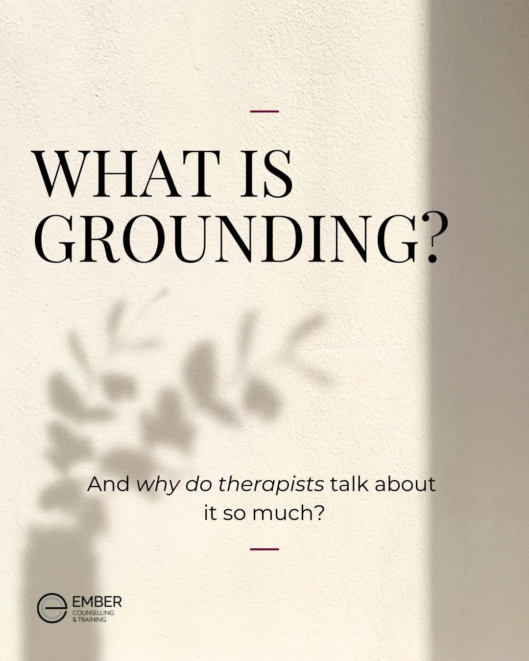 GROUNDING + why do therapists at Ember talk about it so much? 

It&rsquo;s way to bring your body and brain back to the present moment when anxiety pulls you into &ldquo;what if&rdquo; or &ldquo;oh no.&rdquo; Grounding signals safety, slows racing th
