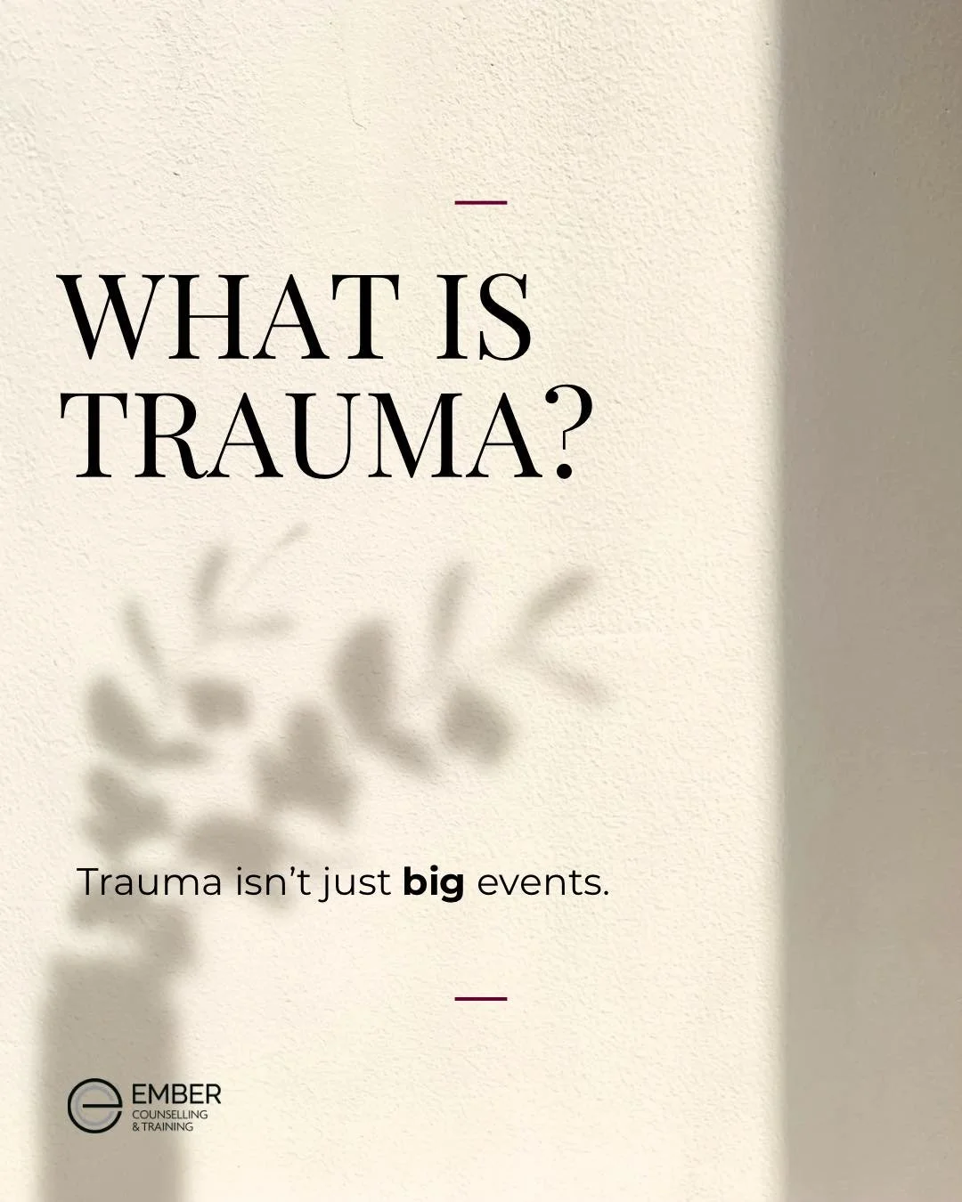 The big &ldquo;T&rdquo; vs. little &ldquo;t&rdquo; &mdash; and what this actually means. 

&ldquo;T&rdquo;: abuse, loss, or accidents
&ldquo;t&rdquo;: chronic stress, rejection, or criticism 

BOTH shape us. BOTH matter. 

Your body REMEMBERS, it&rsq