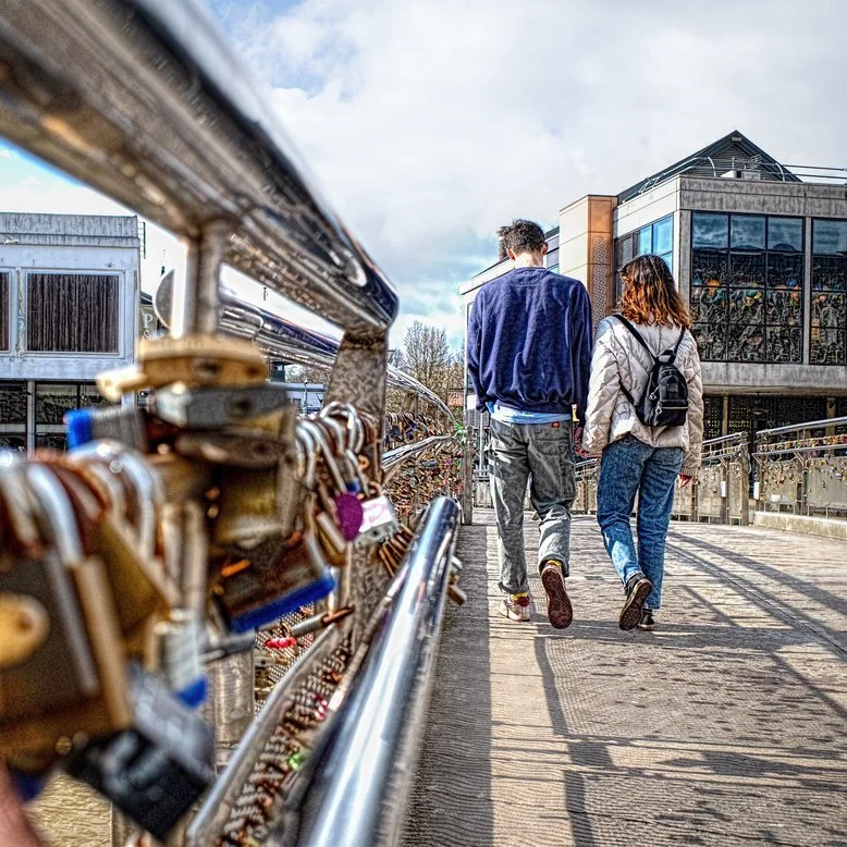 love locks of the bridge - and a ghreat couple to set the pic off