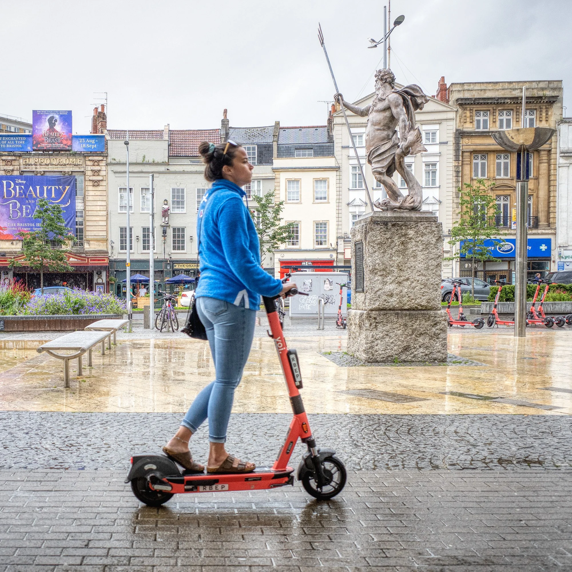 Mrs Neptune aloft her scooter
