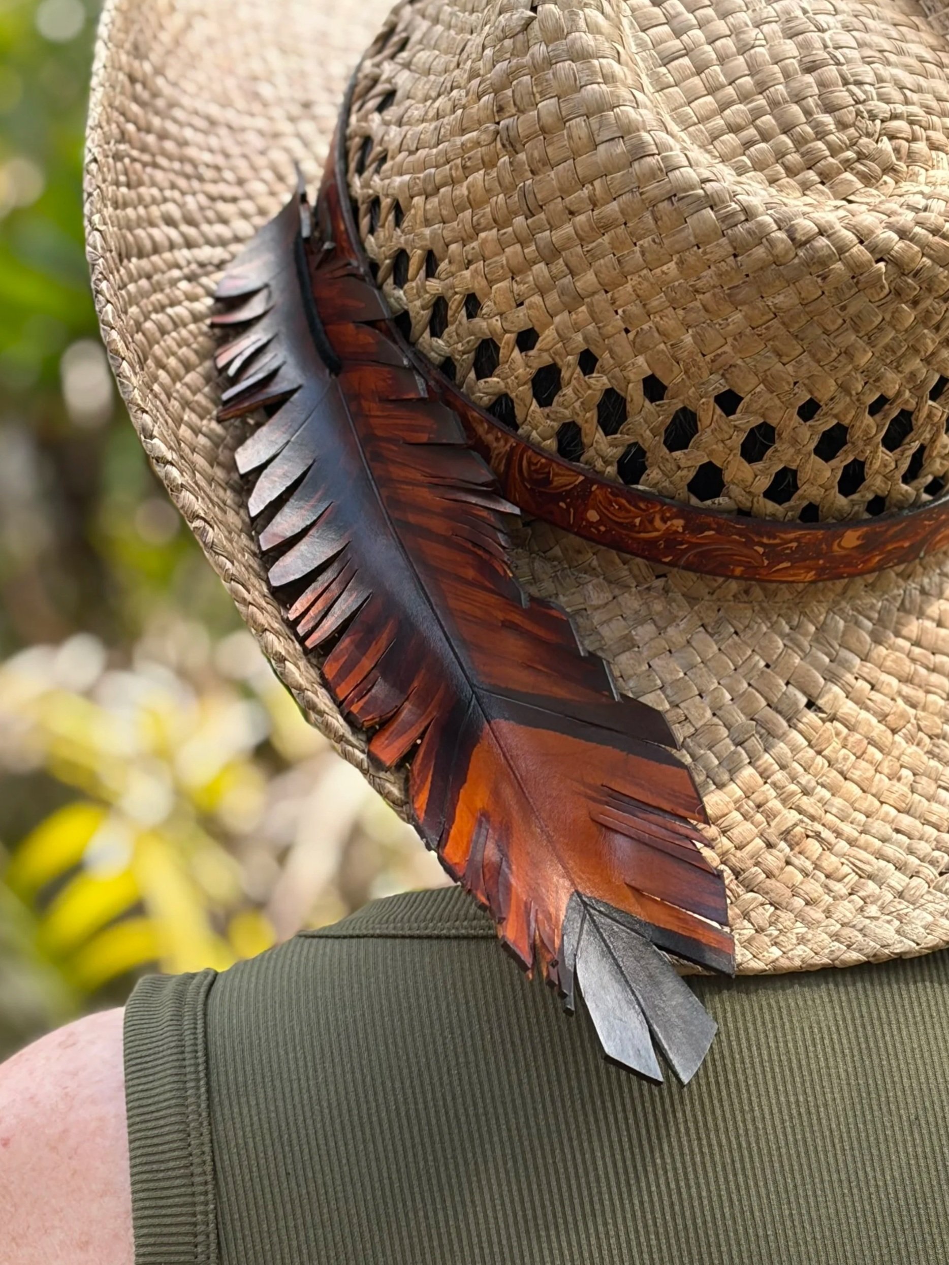 Giant Leather Feather on suede cord