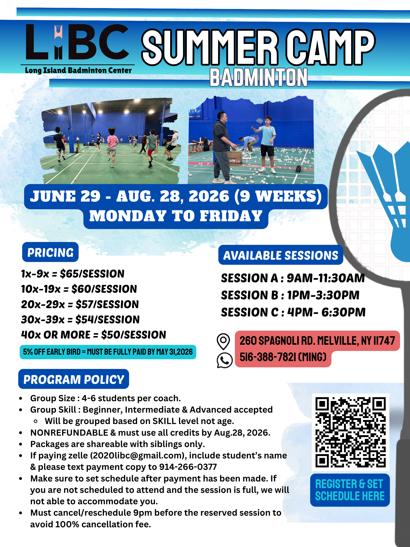 JUNIOR SUMMER BADMINTON CAMP 2026