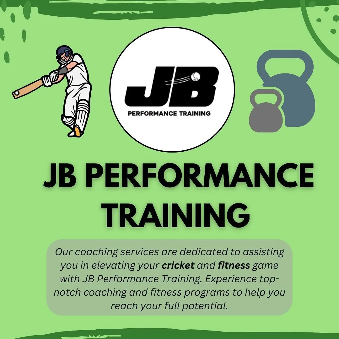 🔥 Elevate your game with our Brand New coaching and fitness service - JB Performance Training! 🚀 

Whether you&rsquo;re aiming to crush your fitness goals, enhance your cricket performance, or simply feel your best, our personalised coaching progra